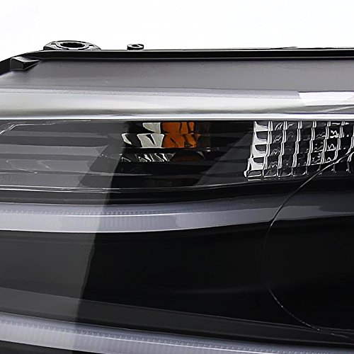 Spec-D Tuning 2LHP-JET11JM-TM VW Jetta MK6 Euro Style Black Projector Headlights with LED DRL Light Bar - Upgrade Your Ride for Night Driving & Enhanced Style