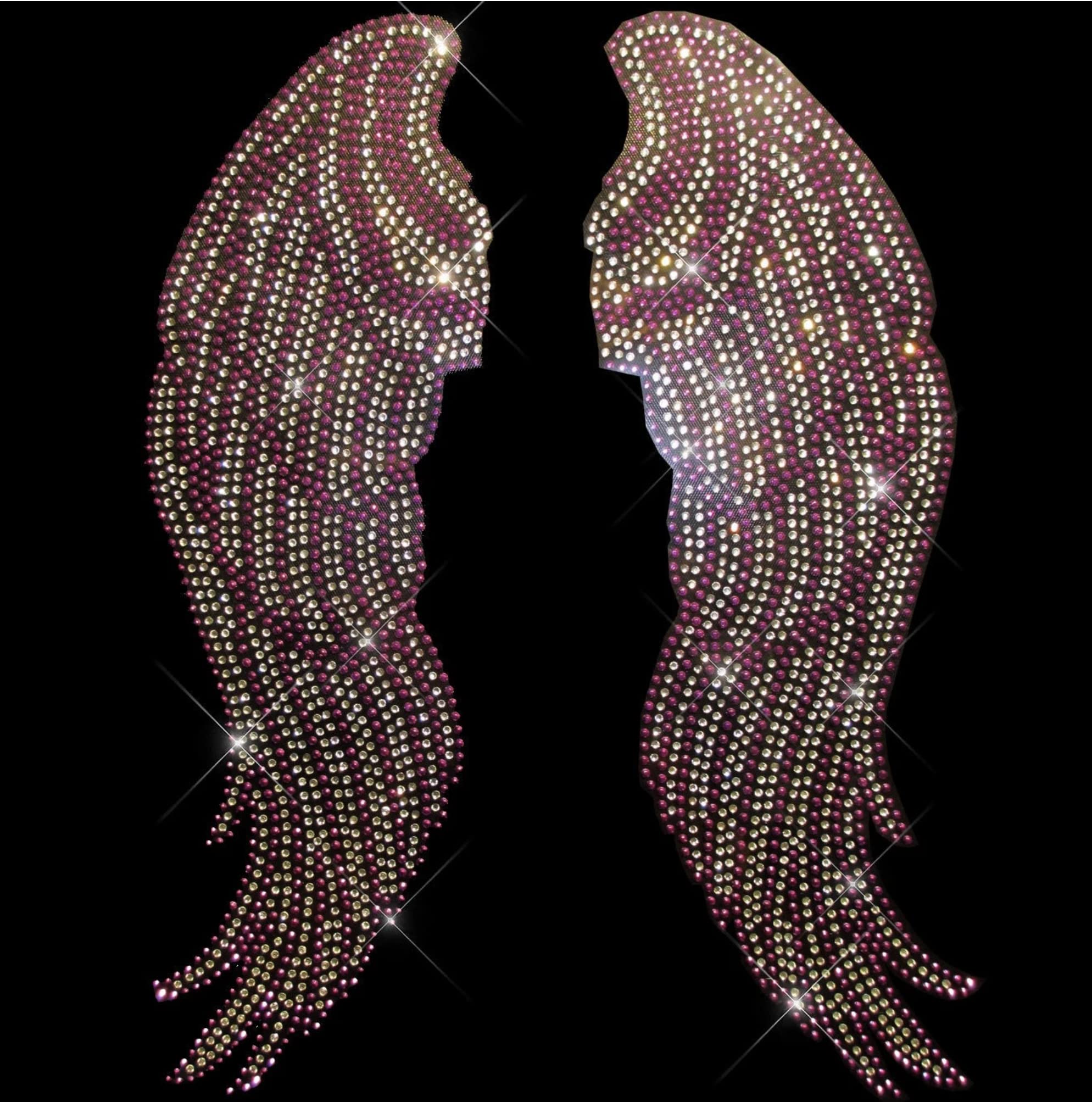 Rhinestop Purple Stud Angel Wings Iron-on Rhinestone Design for DIY Clothing, Costumes & Fashion Accessories - Perfect for Halloween, Cosplay & Party Outfits