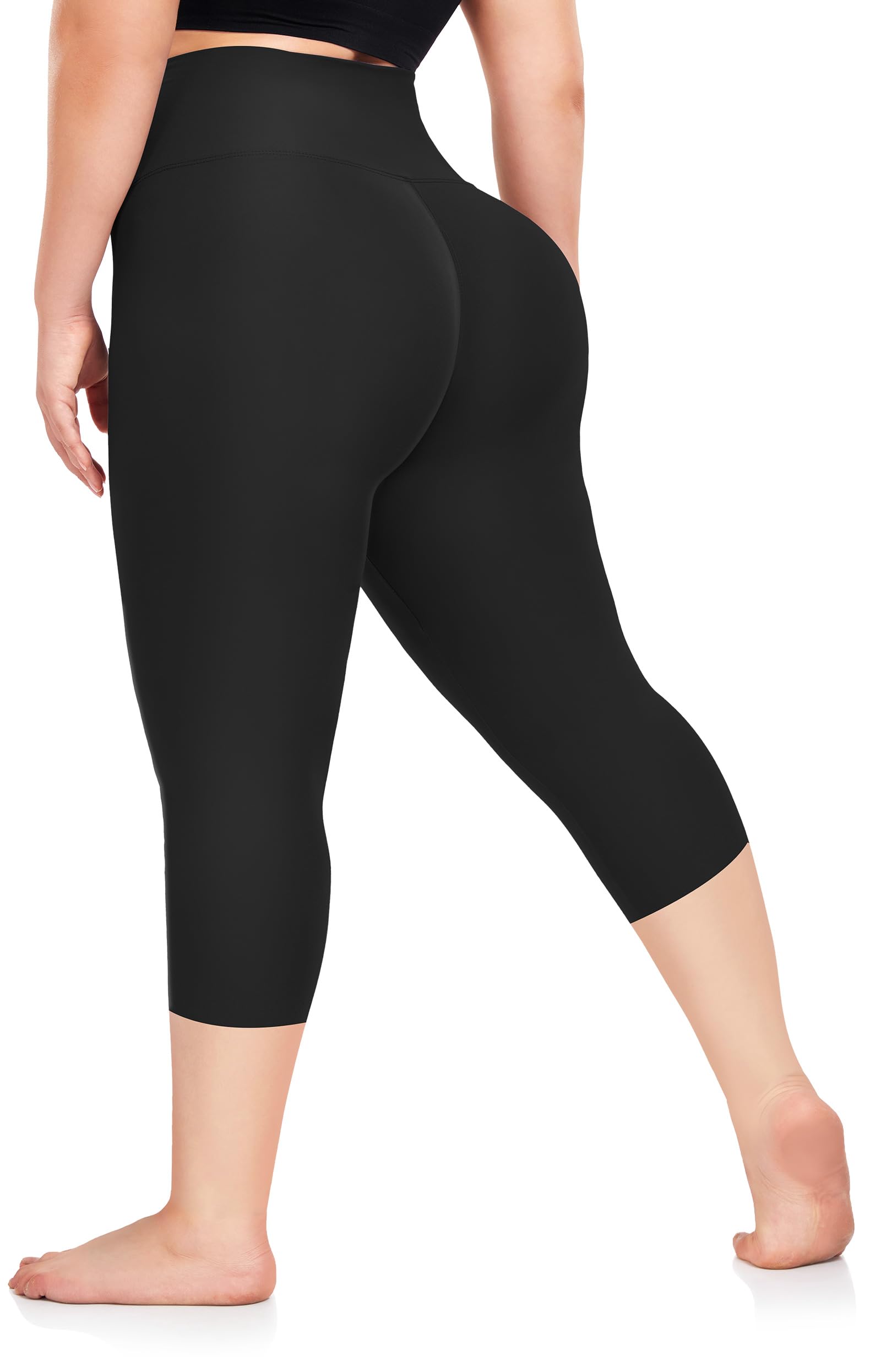 Plus Size Capri Leggings for Women XL-4XL - High Waist Tummy Control Yoga Pants - Stretchy Workout & Lounge Capris for Curvy Women - Perfect for Yoga, Gym & Casual Wear