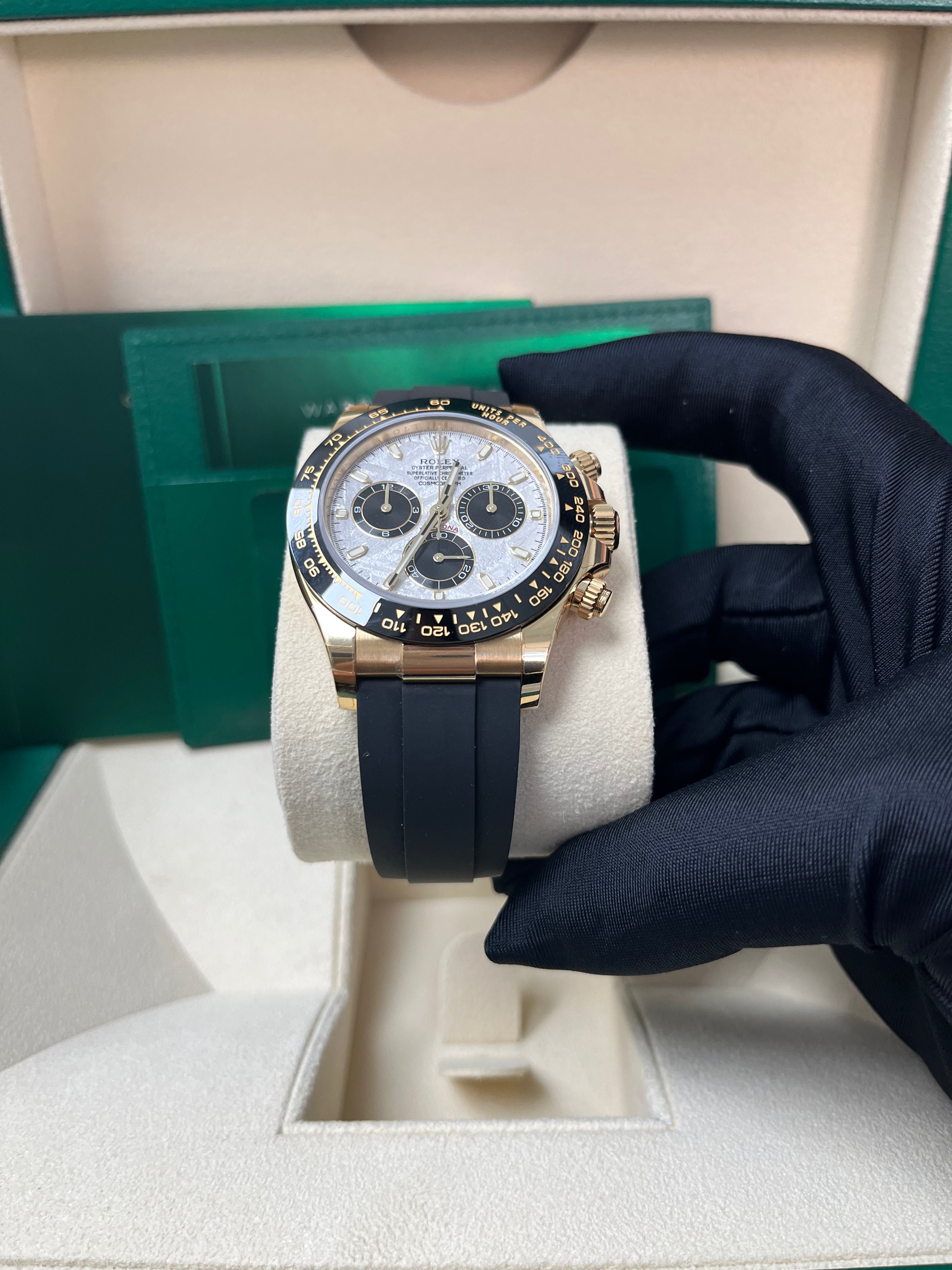 Rolex Daytona 40mm Men's Watch - Meteorite & Black Index Dial with Black Oysterflex Strap (Ref#116518LN) - Luxury Chronograph for Business, Gifting & Special Occasions