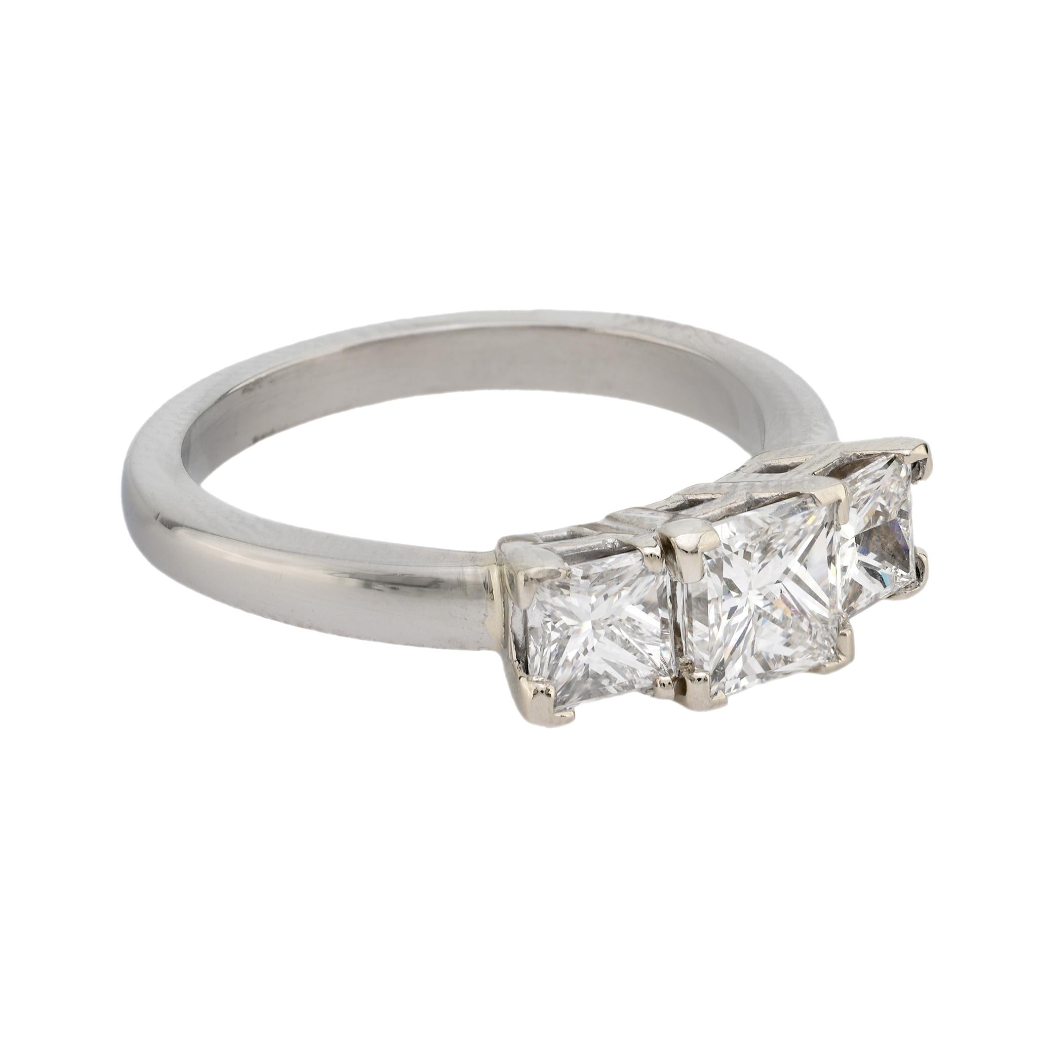 GIA Certified 0.96 Carat Princess Cut Diamond Platinum Three Stone Engagement Ring - Perfect for Proposals, Anniversaries & Special Occasions
