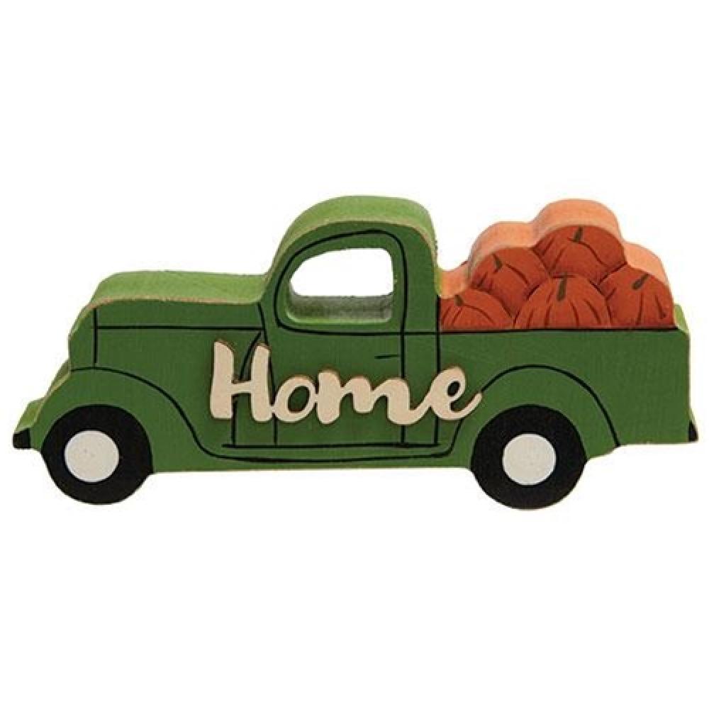Pumpkin Truck Decor - Fall Home Decor Chunky Sitter for Thanksgiving & Halloween | Seasonal Table Centerpiece for Farmhouse, Porch & Shelf Display