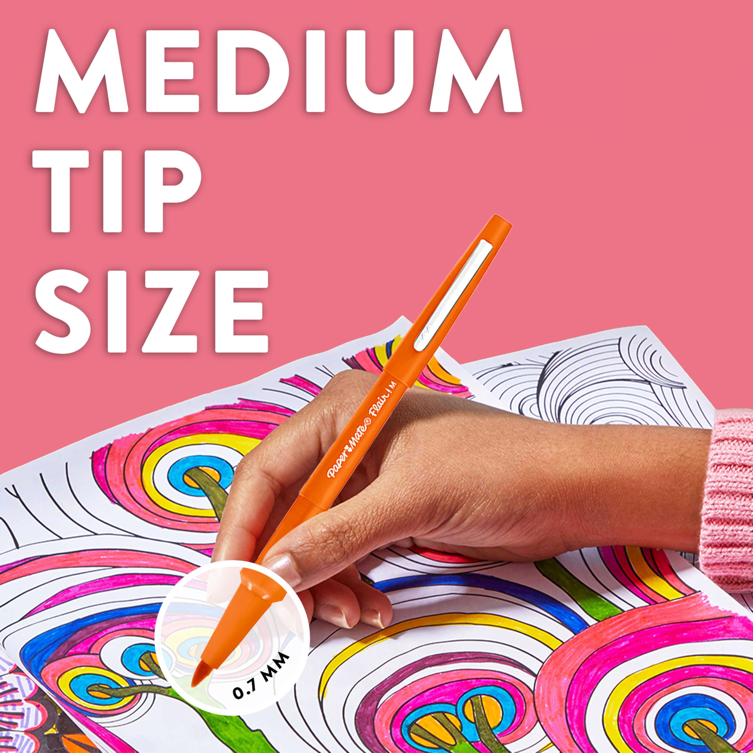 Paper Mate Flair Pens 12-Pack - 0.7mm Medium Tip Markers for Office & School