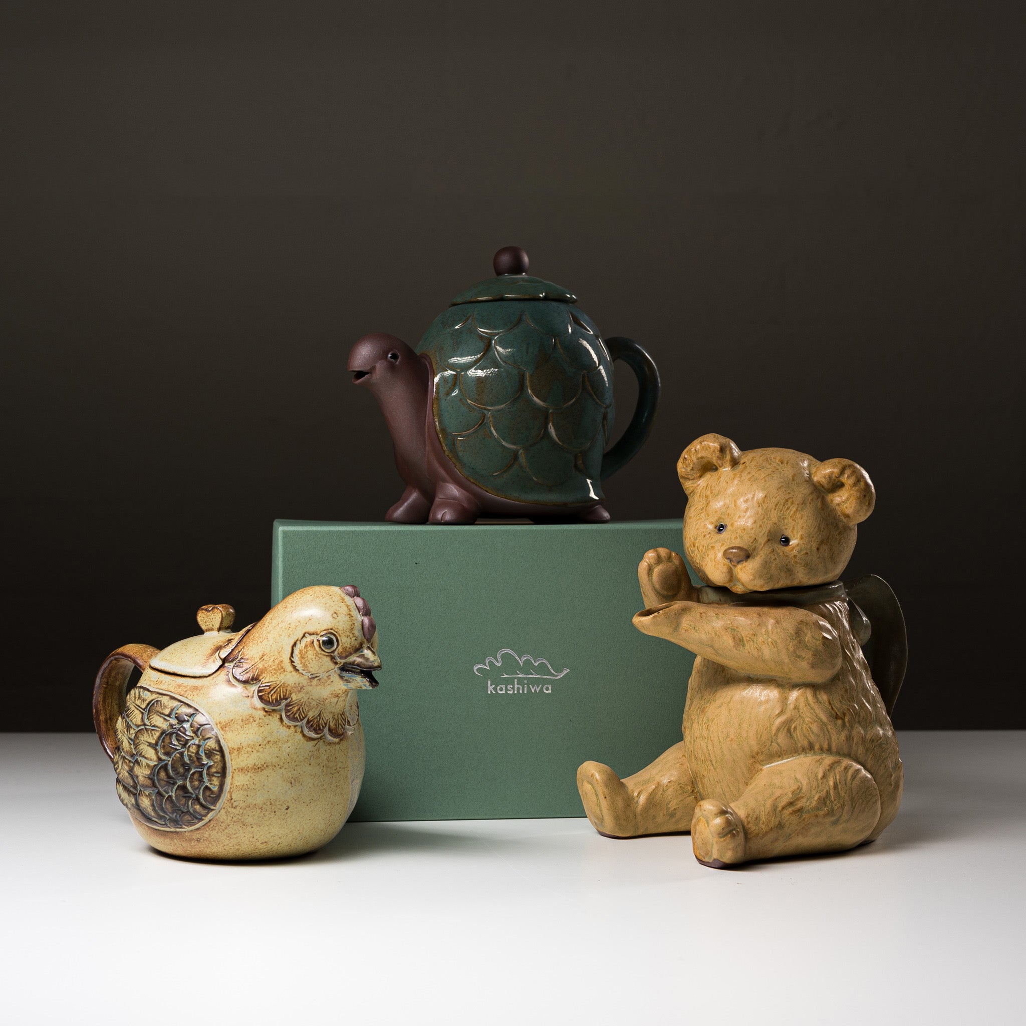 Seto Ware KASHIWA Animal Teapot - Handcrafted Japanese Ceramic Bear Teapot for Tea Lovers | Perfect for Afternoon Tea, Gift Giving & Home Decor