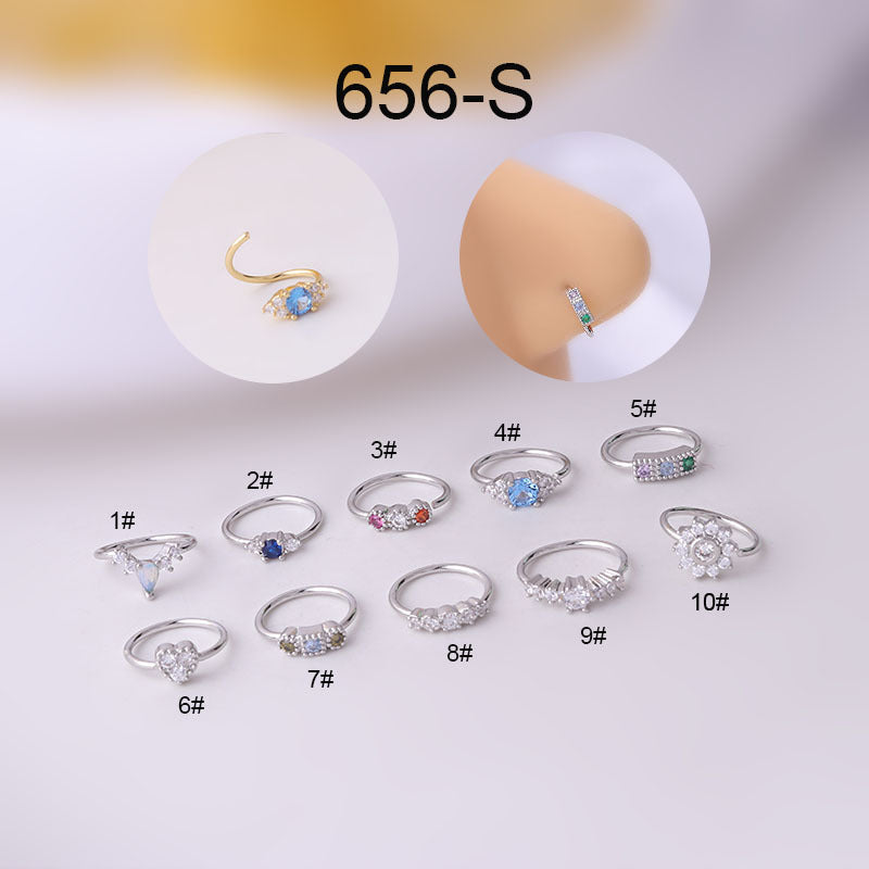 18K Rose Gold Dainty Cubic Zirconia Pave Septum Ring - Elegant Nose Piercing Jewelry for Women | Perfect for Everyday Wear, Parties & Special Occasions