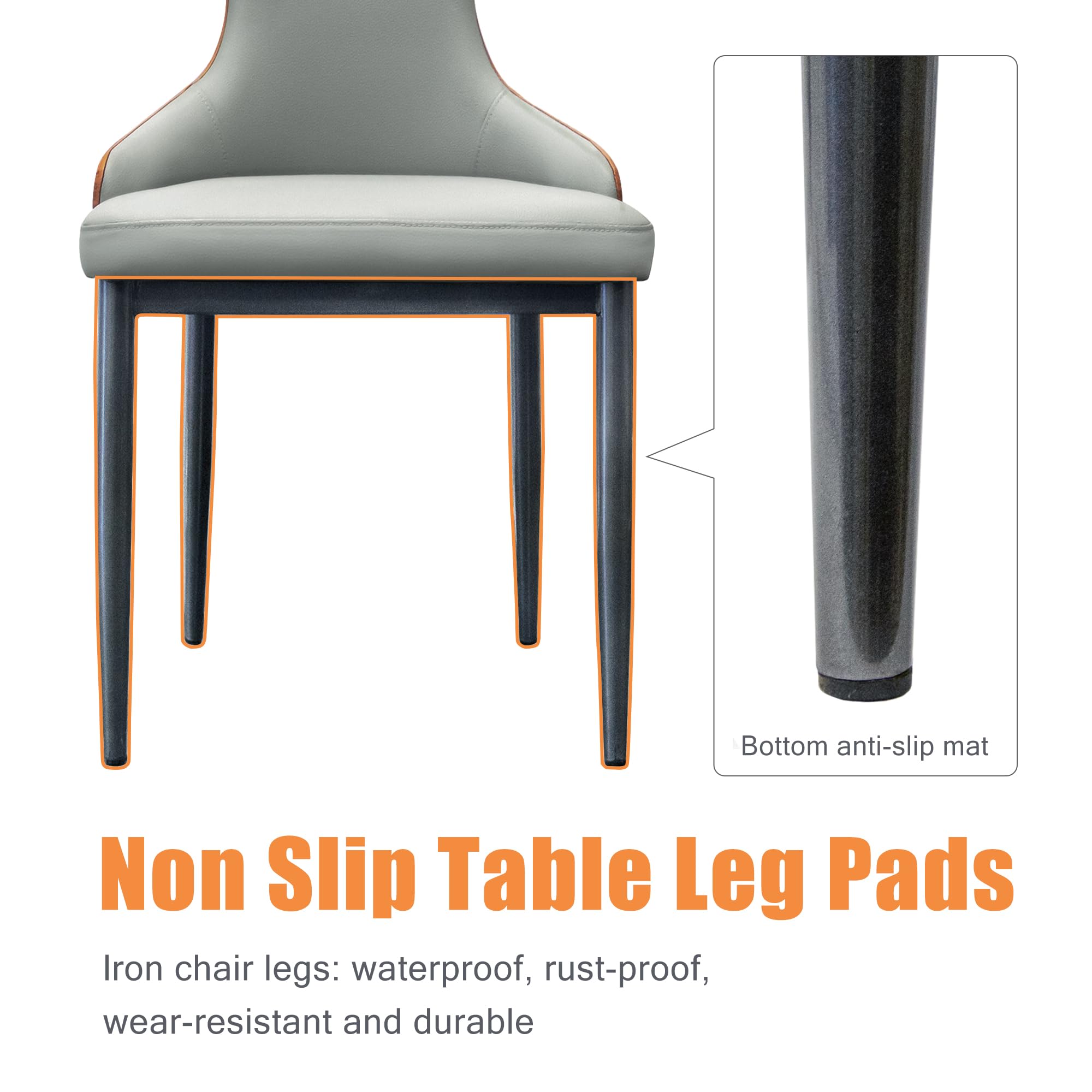 Premium Leather Dining Chairs Set of 2 - Modern Color-Block Design with Metal Legs & Soft Cushions - Fishtail Back Armless Chairs for Kitchen, Dining Room & Living Room - Perfect for Modern Homes, Restaurants & Cozy Gatherings