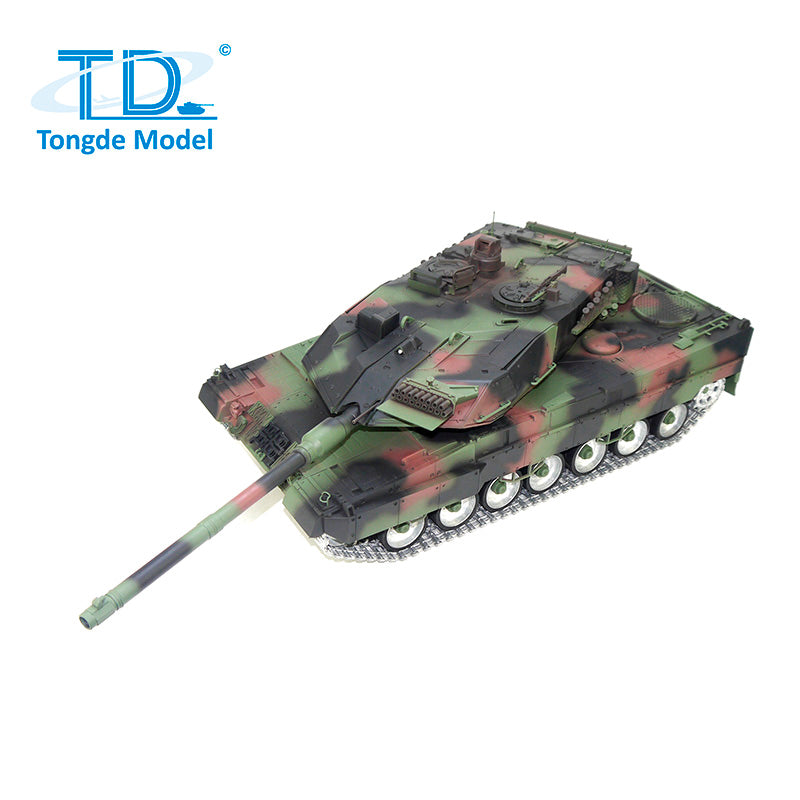 1/16 Tongde RC Battle Tank - German Leopard 2A7 Remote Control Military Panzer with 320° Rotation Barrel, Recoil & BB Shooting - DIY Hobby Model for Outdoor Play, War Simulation & Collectors