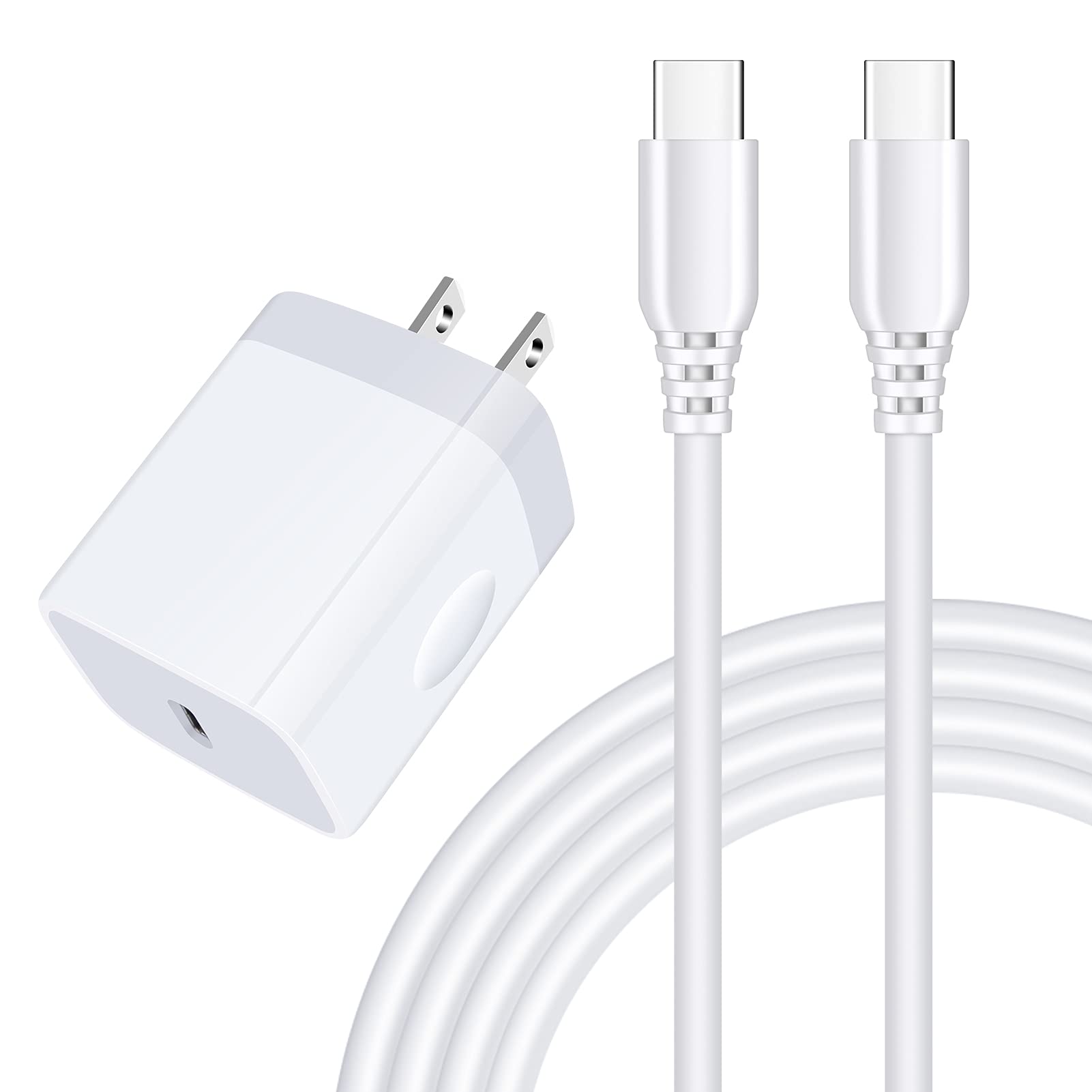 20W USB C Fast Charger for Samsung Galaxy S25 Ultra/S25 Plus/A16 5G/A14 5G/A15/A25/A13/A54/A24/S24 FE/S23/A03s/A53/A23/S22/S21/S20 - 6ft Type C to C Charging Cable & Wall Adapter - Perfect for Home, Office & Travel Charging