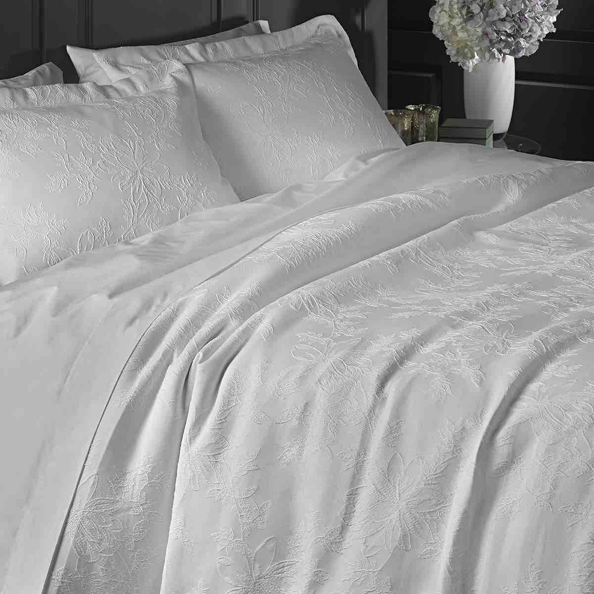 Kingston Jacquard Duvet Cover Set - Luxury Soft Bedding Set, Ivory White Queen Size - Perfect for Master Bedroom, Guest Room & Hotel Decor
