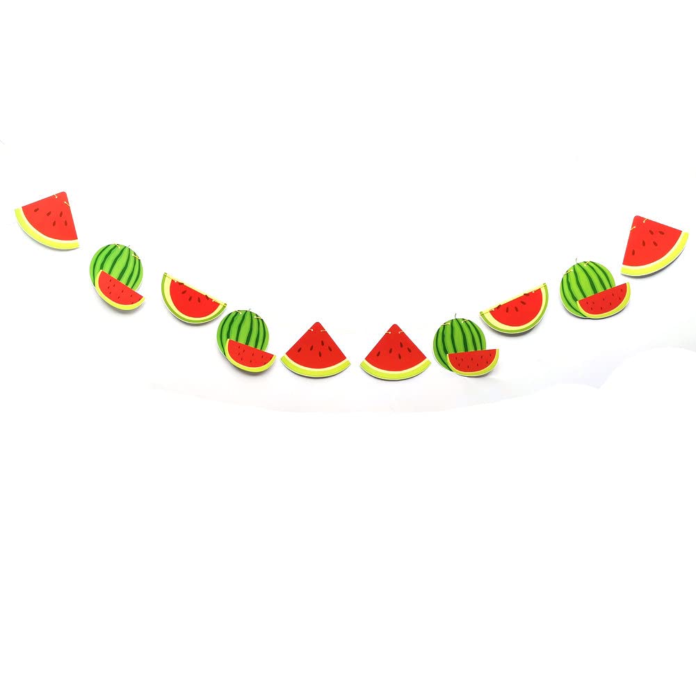 Watermelon Birthday Banner - Watermelon Party Decorations for Baby Shower & Kids Theme Party - Pre-Strung Hanging Decor for Summer Parties, Backyard BBQs, and Birthday Celebrations
