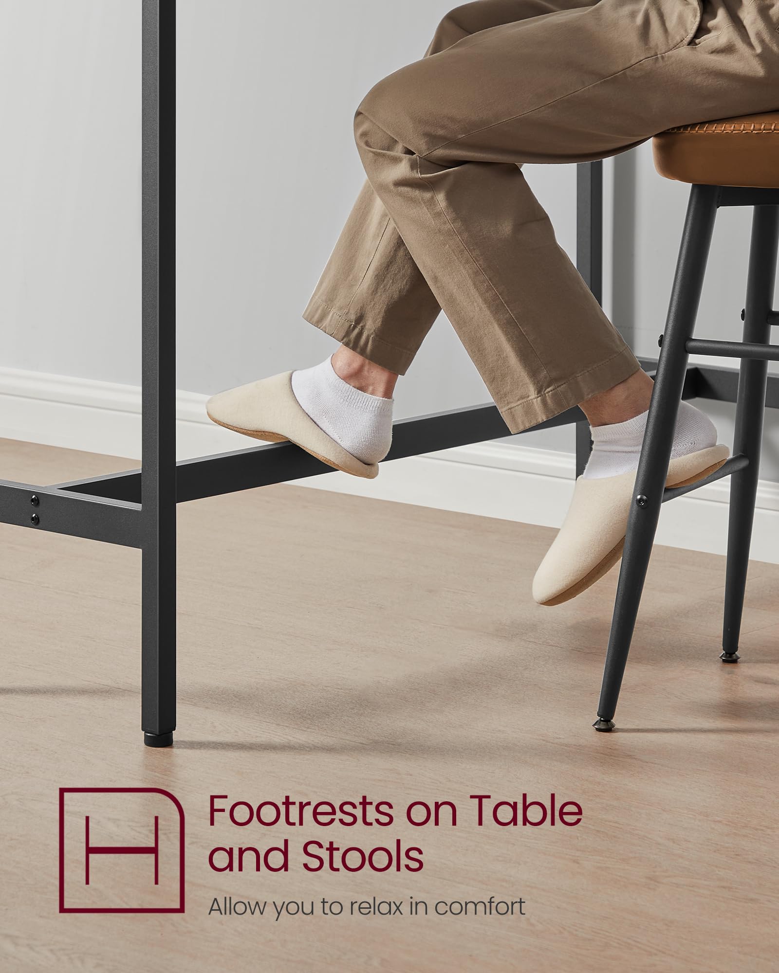 VASAGLE 2-Piece Industrial Bar Table and Stools Set, 39.4