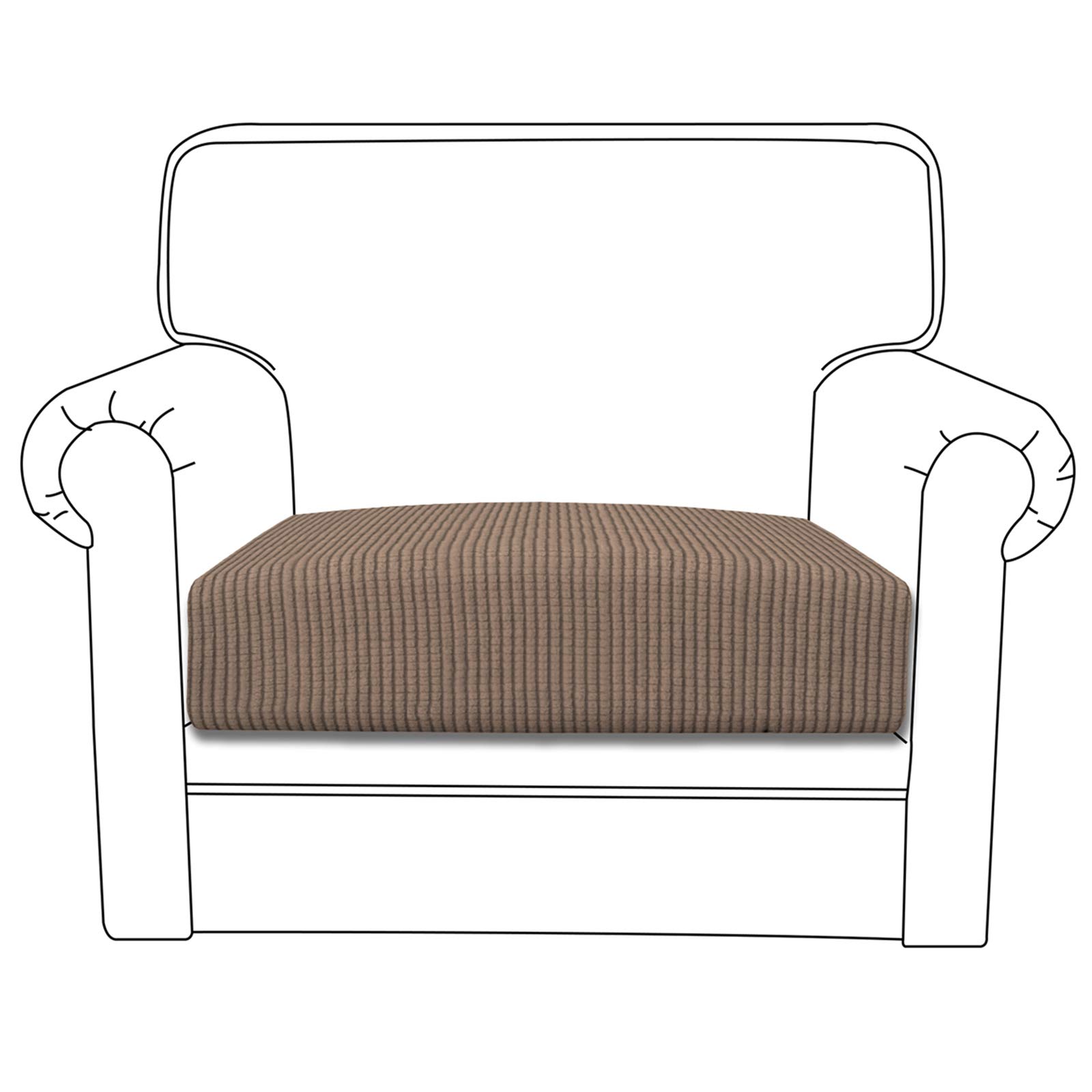 Stretchable Sofa Cushion Cover with Elastic Bottom - Soft Flexible Furniture Protector Slipcover for Chairs & Couches (Camel Color) - Perfect for Living Room, Office & Home Decor