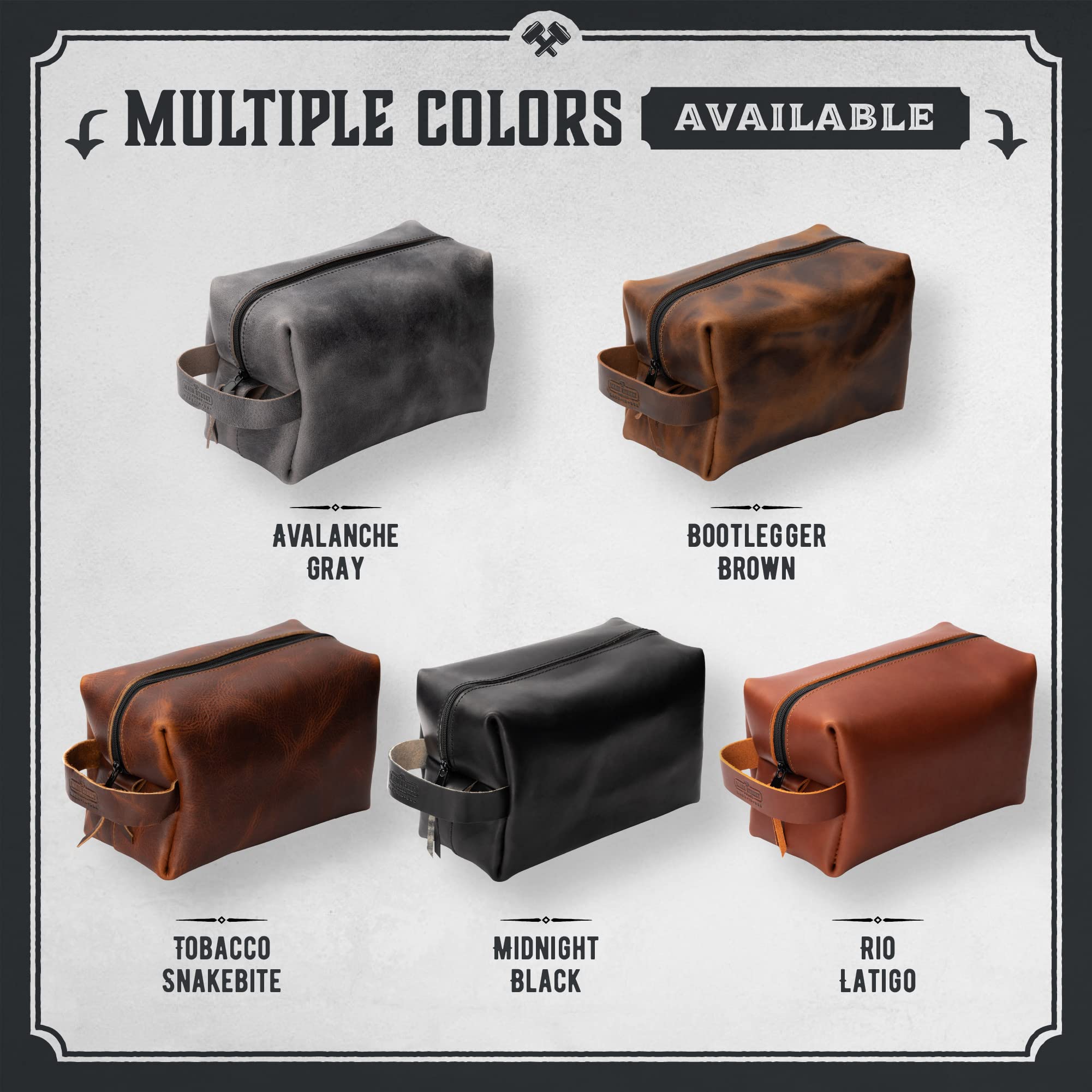Premium Full Grain Leather Dopp Kit for Men | Travel Toiletry Bag for Shaving Essentials & Grooming Accessories | Made in USA | Compact & Lightweight Bathroom & Shower Case | Perfect for Business Trips, Gym & Weekend Getaways