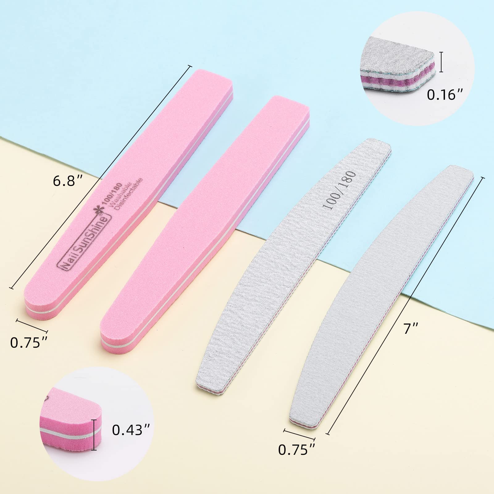 35-Piece 100/180 Grit Nail File and Buffer Set - Double Sided Emery Boards & Washable Buffing Blocks for Natural & Acrylic Nails - Perfect for Home Manicures, Salon Use & DIY Nail Care