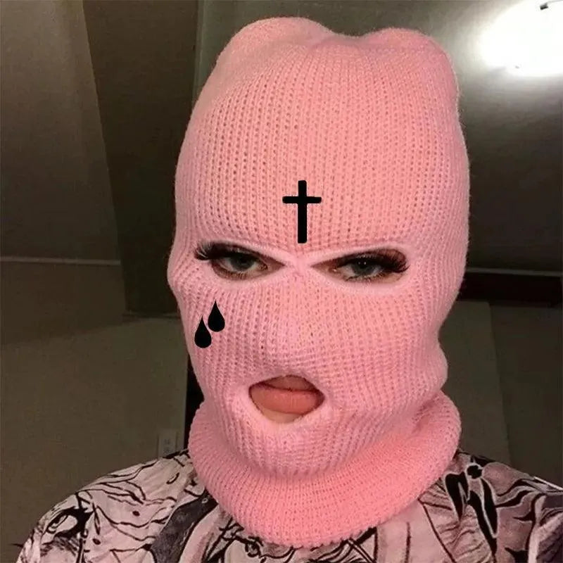 Pink 3-Hole Tactical Balaclava - Winter Ski Mask for Motorcycle Helmets, Outdoor Sports & Army Tactics - Cold Weather Face Protection for Skiing, Motorcycling & Snowboarding