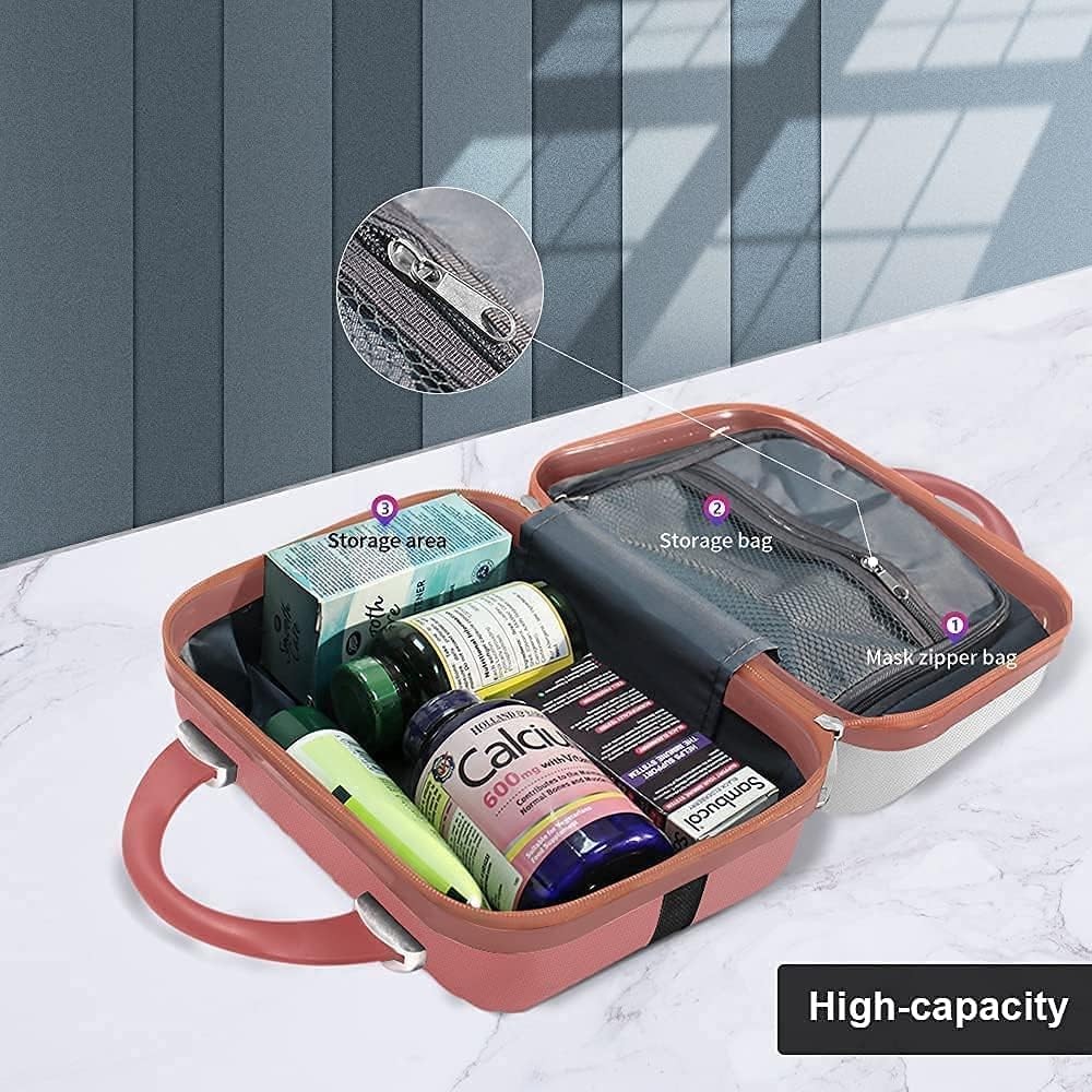 DROZIP Hard Shell Cosmetic Travel Case - Portable Makeup Organizer with Strap, Rose Gold Vanity Case for Women & Girls | Perfect for Air Travel, Vacation & Daily Storage