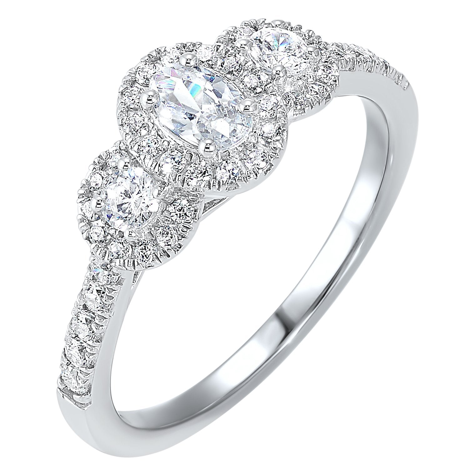 14K Gold Three Stone Diamond Ring - 3/4 CTW G-H Color SI1 Clarity - Elegant Engagement, Anniversary or Gift Jewelry for Women