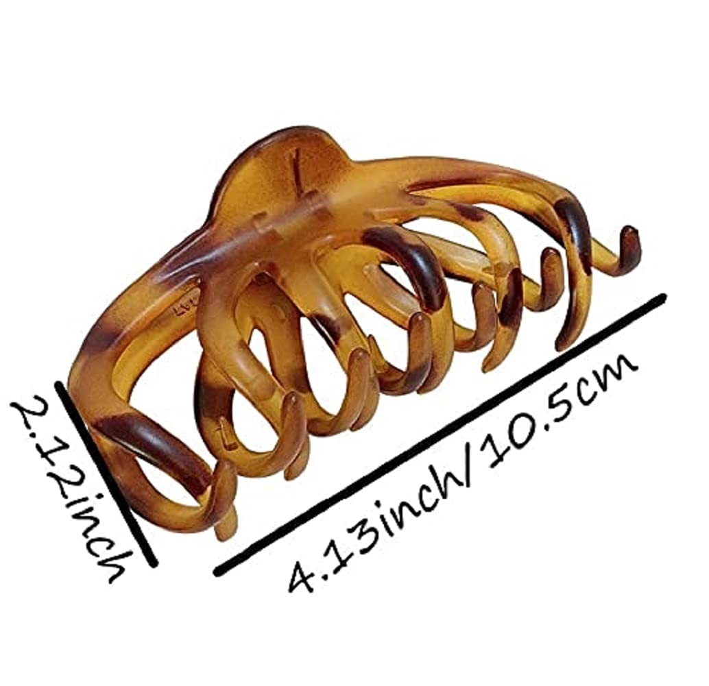 VinBee 2 Pack Large Matte Hair Claw Clips - Strong Hold Hair Clips for Women with Thick or Thin Hair - 4.13 Inch Hair Accessories (Black+Amber) - Perfect for Updos, Ponytails & Everyday Hairstyles