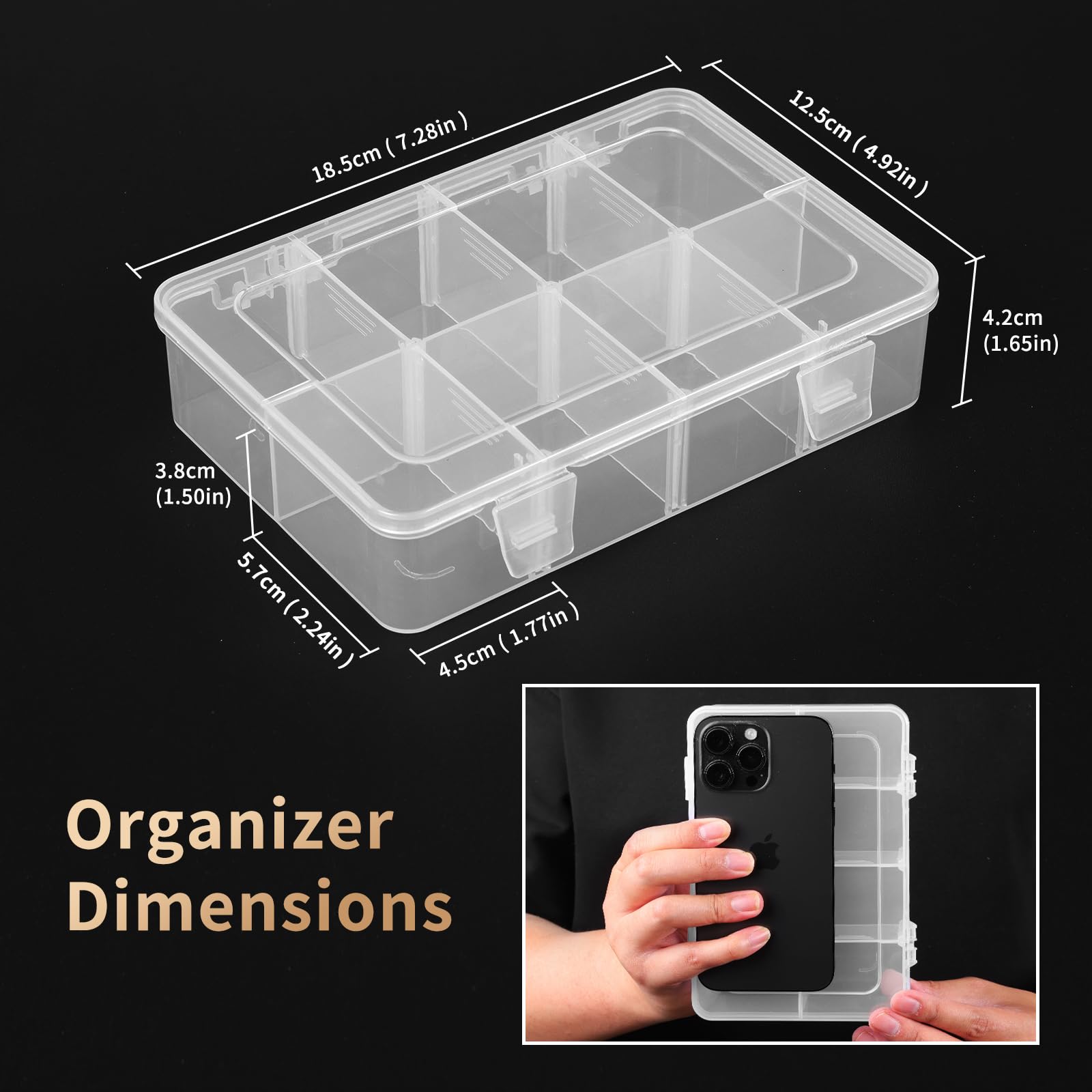 QUEFE 4-Pack Bead Organizer Box with Dividers - for Jewelry, Crafts & Small Parts Storage
