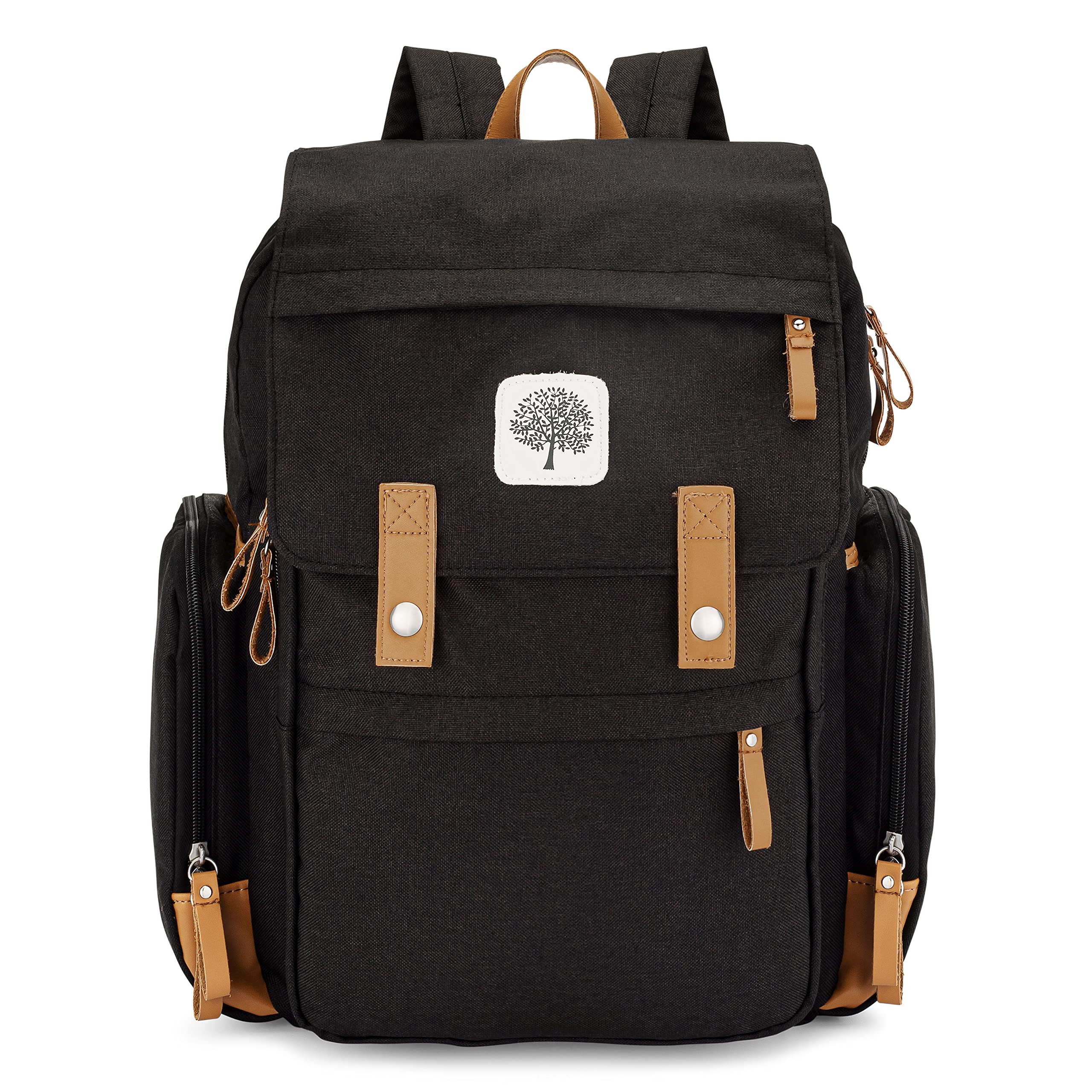 Parker Baby Co. Large Diaper Backpack with Insulated Pockets, Stroller Straps & Changing Pad - Waterproof Baby Bag for Travel, Daycare & Outings - Black Birch Design