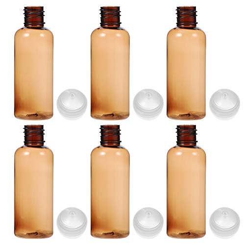 Beaupretty 15Pcs 50ml Small Refillable Squeeze Bottles with Mushroom Cap - Travel Size Cosmetic Containers for Lotion, Essential Oil & Skincare (Brown) | Perfect for Travel, Gym & Home Organization