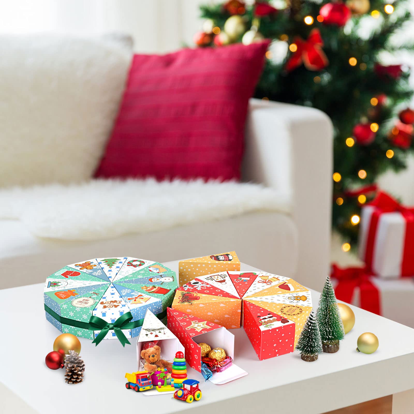 KESOTE 24-Day Christmas Advent Calendar Boxes with Ribbons & Number Stickers - Fillable Holiday Countdown Calendar for Adults & Kids - Perfect for Treats, Small Gifts & Ornaments - Great for Christmas Parties, Classroom Activities & Family Traditions