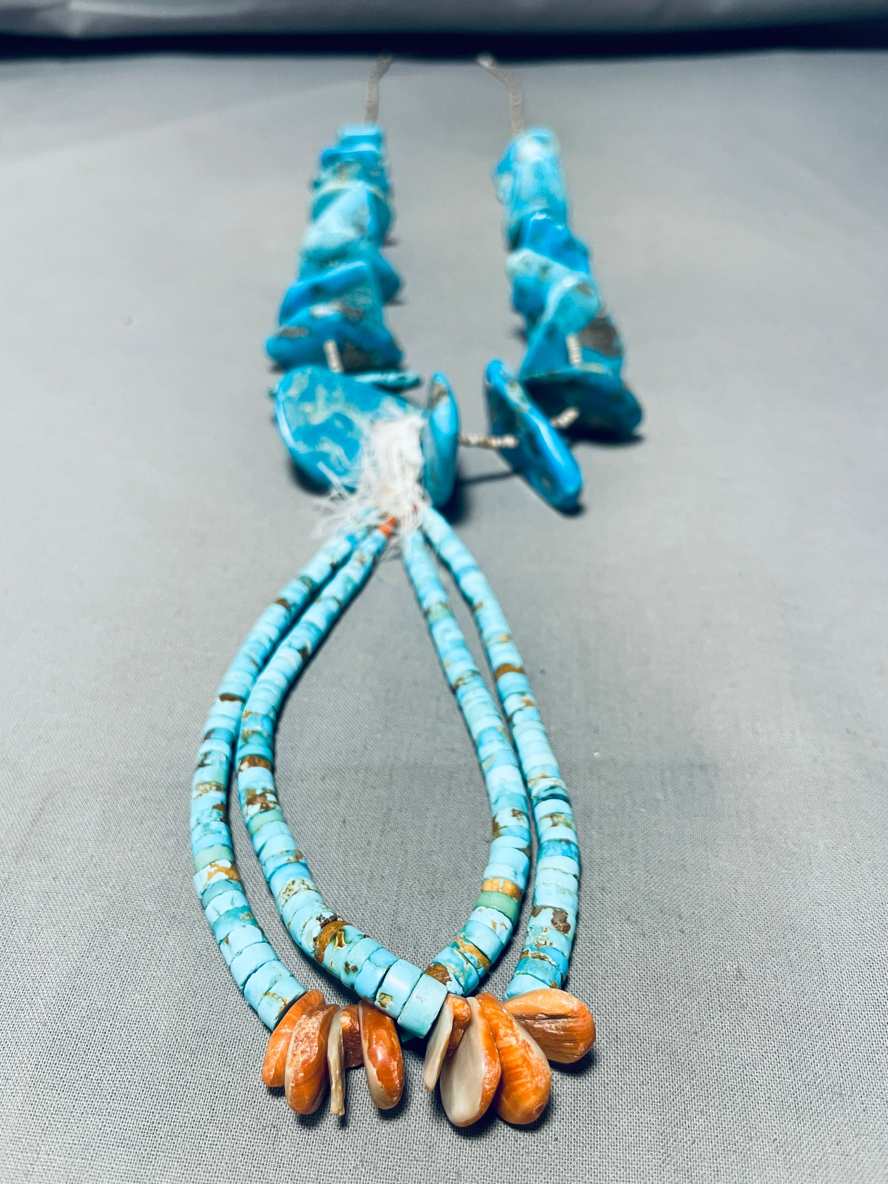 Authentic Vintage Navajo Shell Jacla Necklace - 161 Grams Mid Century Handmade Jewelry for Boho Fashion, Native American Style & Special Occasions
