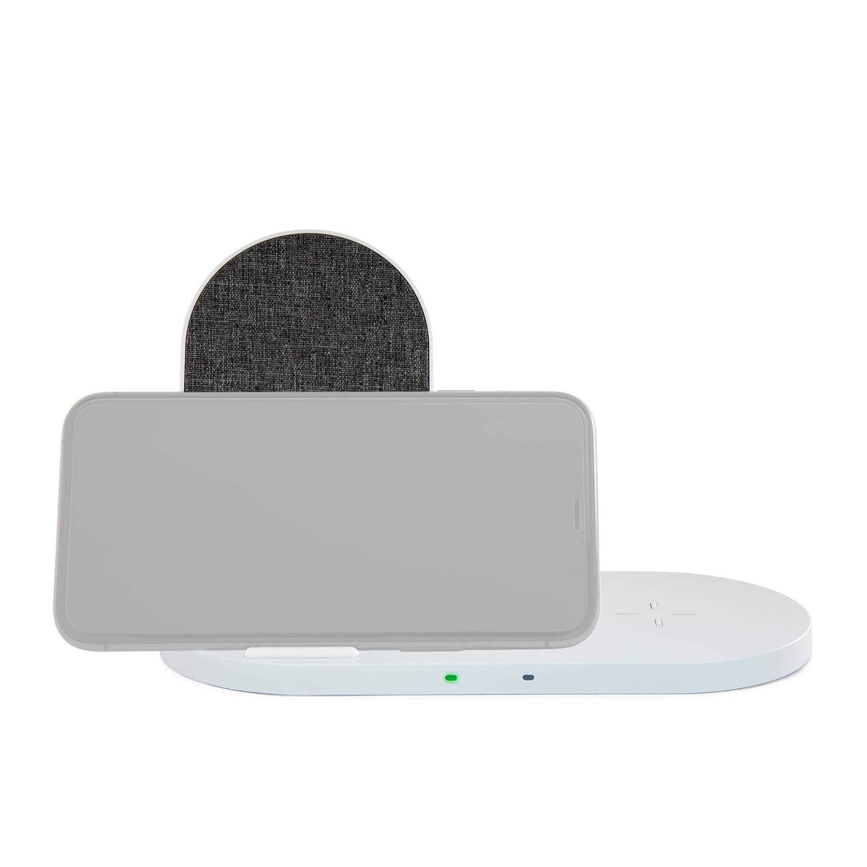 10W Fast Wireless Charger Stand - Dual Pad Fabric Charging Station for iPhone & Android Phones - Perfect for Home, Office & Nightstand Use