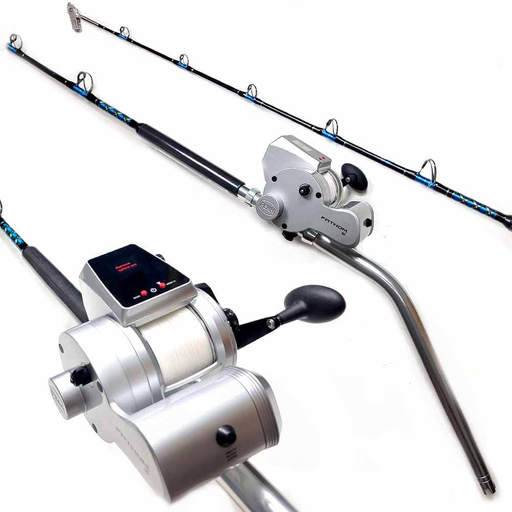 Penn Fathom 80 Electric Fishing Reel & Capt. Harry's CHDD 60-150 Deep Drop Rod Combo - Perfect for Offshore Trolling and Deep Sea Fishing Adventures