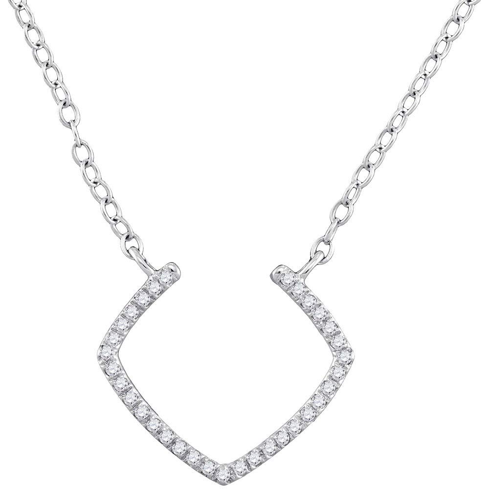 10K White Gold Round Diamond Pendant Necklace for Women - 1/10 CTTW Diamond Fashion Jewelry - Perfect for Weddings, Anniversaries & Special Occasions
