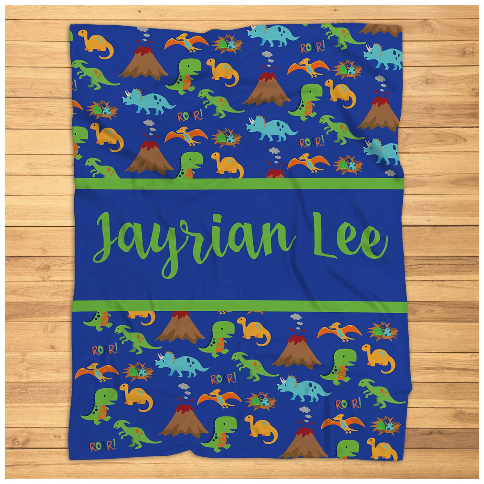 **Personalized Dinosaur Baby Blanket - Custom Name Dino Blanket for Boys & Girls - Super Soft Plush Fleece Nursery Blanket - Perfect Baby Shower Gift & Cozy Newborn Blanket**    *(Use Cases: Ideal for baby showers, birthdays, nursery decor, swaddling, tummy time, and keeping your little one warm and comfortable.)*