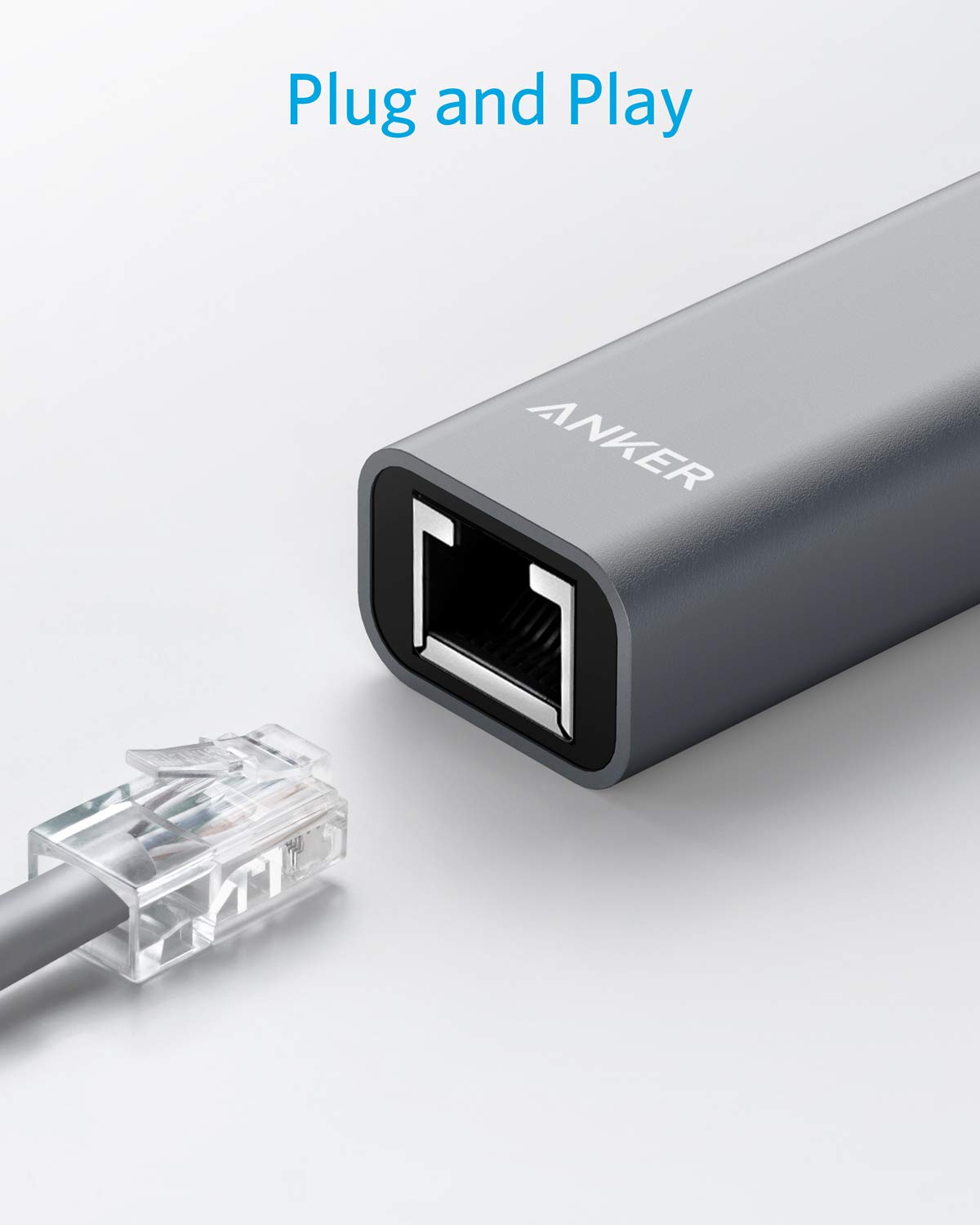 Anker USB C to Ethernet Adapter - Portable 1-Gigabit Network Hub (10/100/1000 Mbps) for MacBook Pro, iPad Pro, Chromebook, XPS, Galaxy S9/S8 - High-Speed Wired Internet Connection for Work, Gaming & Streaming