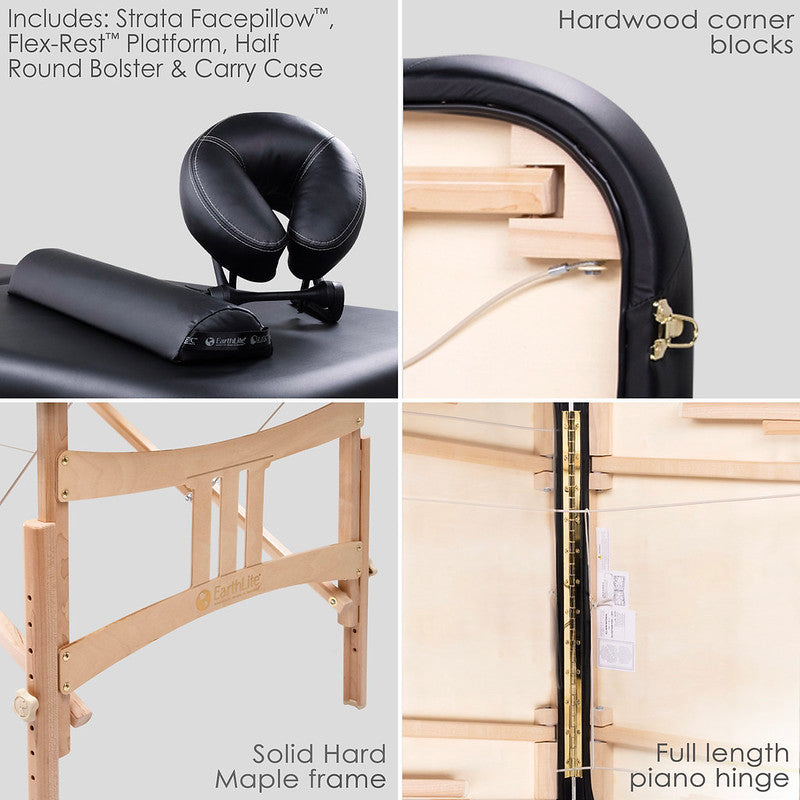 Earthlite Pro Endeavor Portable Massage Table Package - Lightweight & Durable Black Massage Bed for Professional & Home Use - Perfect for Therapists, Spas & Relaxation