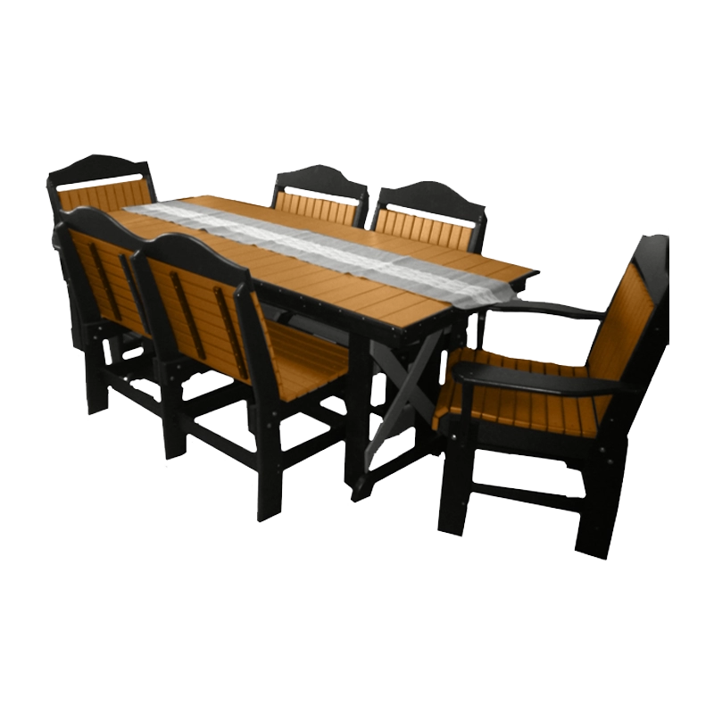 Buck USA 7-Piece Rectangular Farmhouse Dining Set - Solid Wood Rustic Kitchen Table with 6 Chairs | Perfect for Family Dinners, Entertaining Guests & Country-Style Home Decor