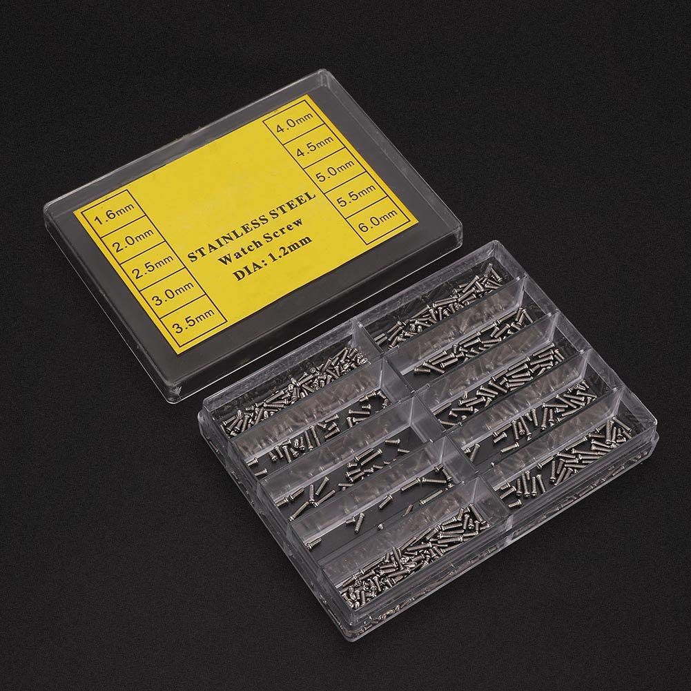 Zerone Watch Screws Kit (1.6-6.0mm) - Stainless Steel Watch Back Cover Repair Screws with Cross Head & Storage Box - Perfect for Watch Repair, Maintenance & DIY Projects