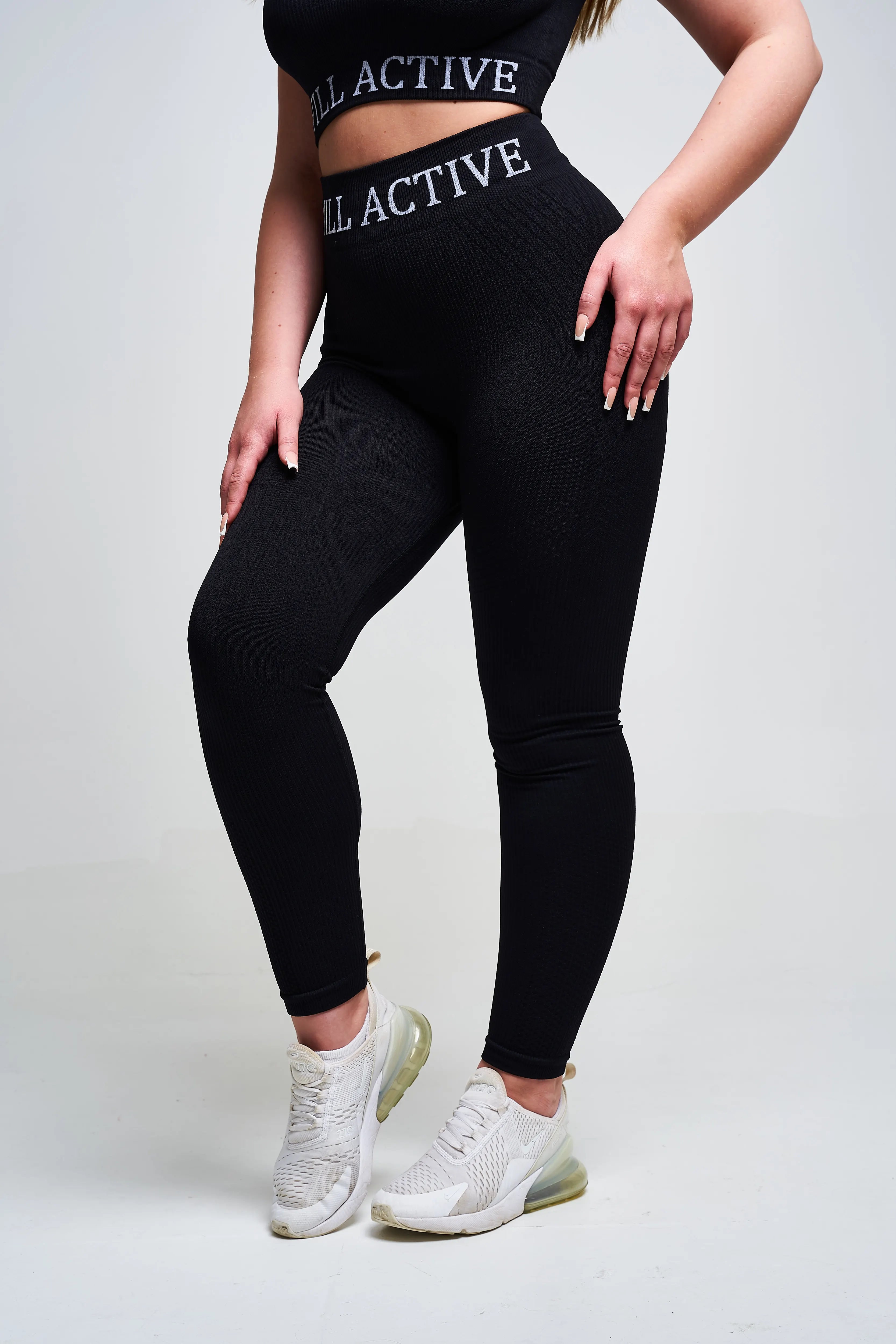 Avora Panel Recycled Seamless Leggings for Women - High Waist Yoga Pants, Workout Running Tights - Eco-Friendly Black Activewear for Gym, Lounge & Everyday Wear