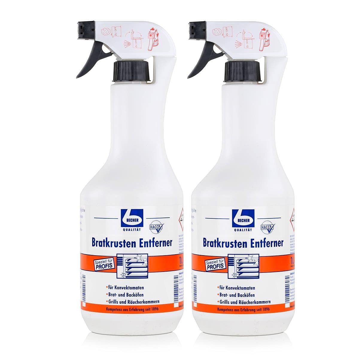 Dr. Becher Grill & Oven Cleaner 1 Liter - Heavy Duty Degreaser for Grills, Smokers, Roasters & Convection Ovens (2-Pack) - Perfect for BBQ Parties & Commercial Kitchen Cleaning