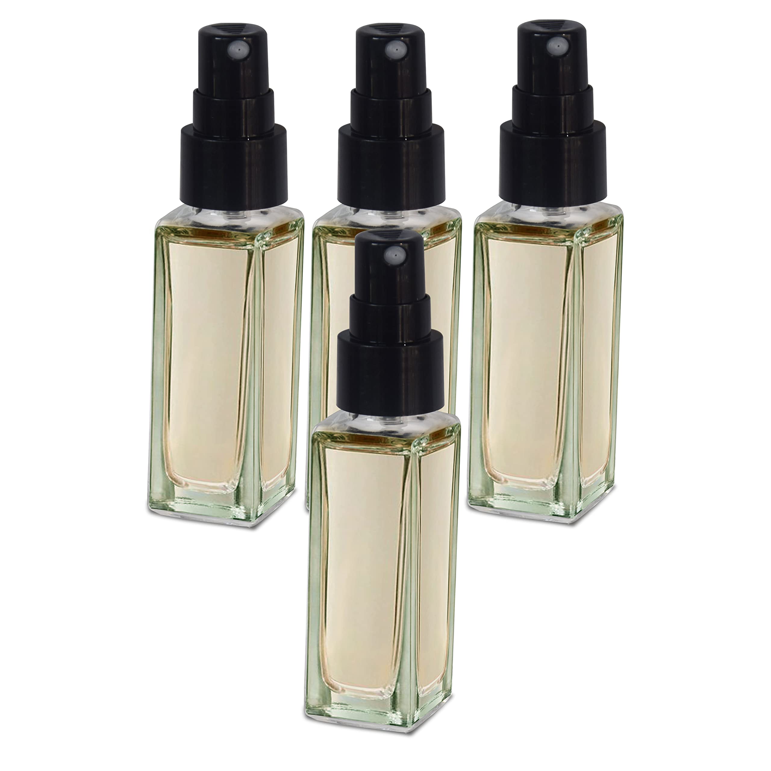 Pure Source India Refillable Perfume Bottles - 8ml Clear Glass Spray Bottles with Pump (Set of 4) for Essential Oils, Travel, DIY & Home Fragrance