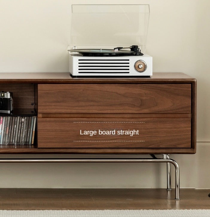 Modern Black Walnut Solid Wood TV Stand - Stylish Entertainment Center for Living Room, Bedroom & Home Theater Setup