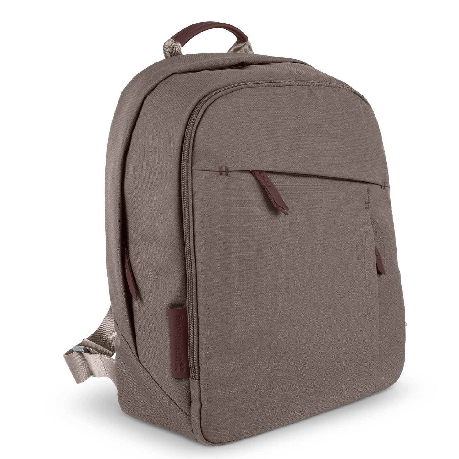 UPPAbaby Diaper Backpack with Multiple Storage Compartments, Stroller Strap Attachment, Insulated Bottle Pocket & Changing Pad - Dark Taupe/Chestnut Leather - Perfect for Parenting, Travel & On-the-Go Baby Care