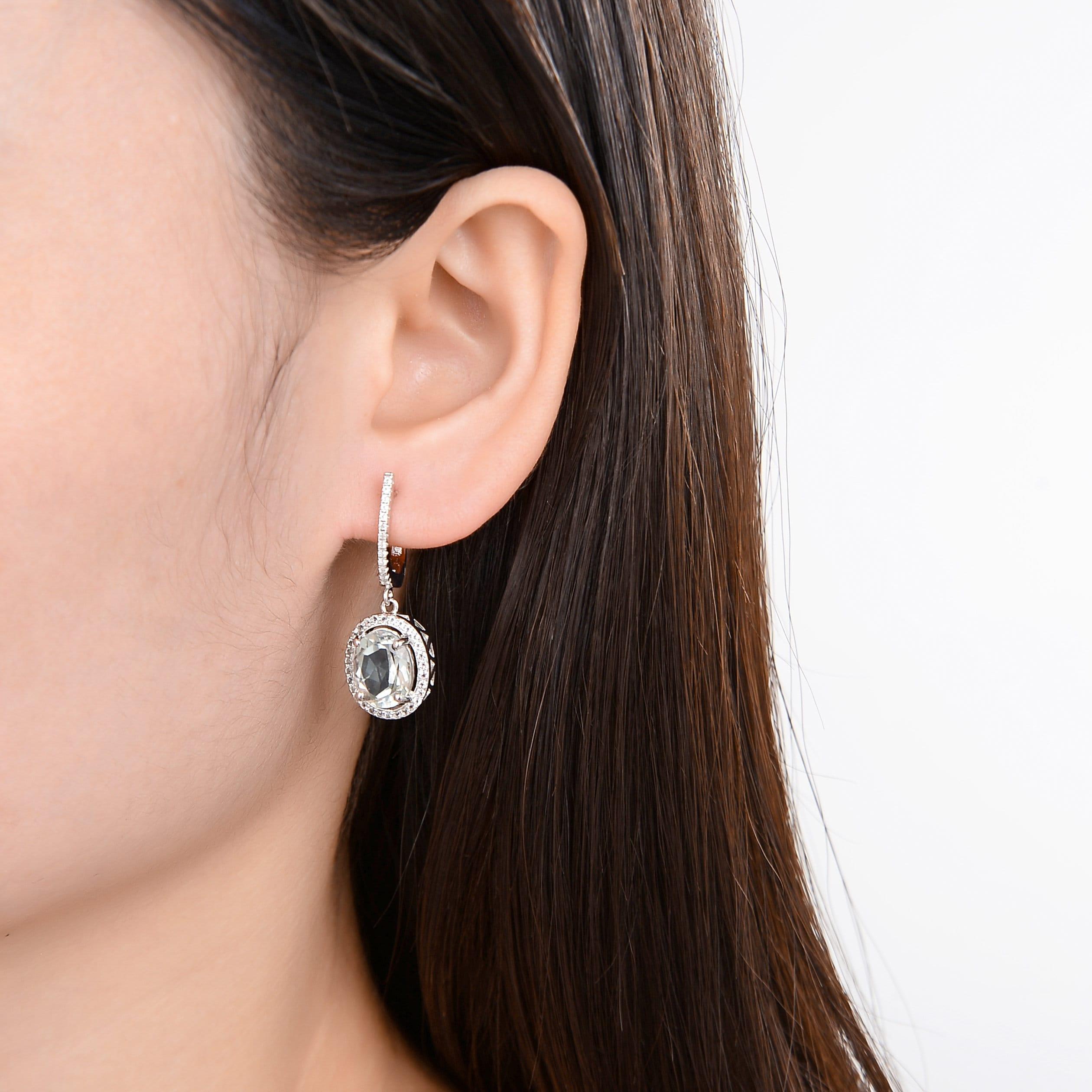 Green Amethyst Oval Earrings for Women - Dainty Gemstone Stud Earrings for Everyday Wear | Perfect Gift for Birthday, Anniversary & Special Occasions