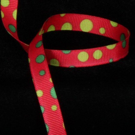 Premium Red & Green Dot Grosgrain Ribbon - 22mm x 55 Yards (50m) for Gift Wrapping, DIY Crafts, Holiday Decorations & Scrapbooking Projects