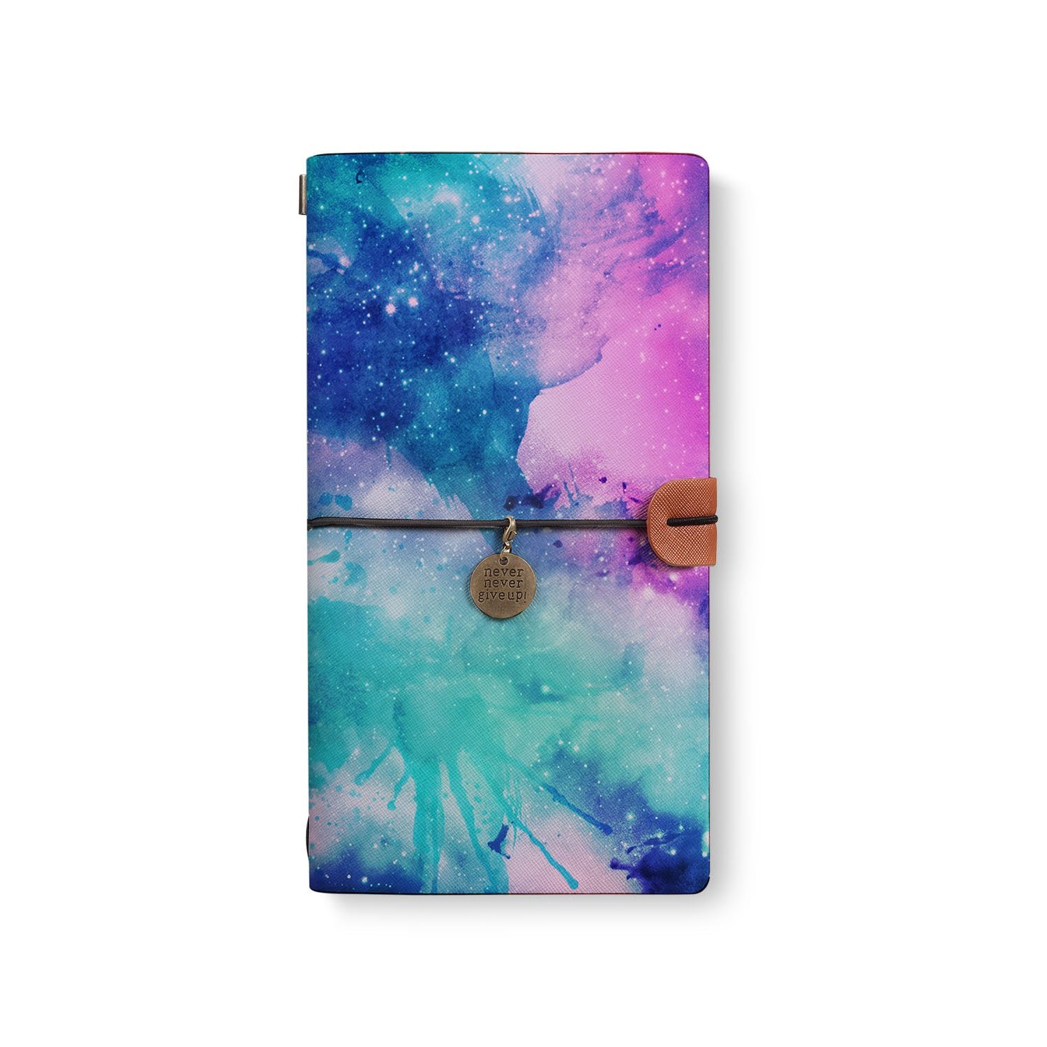 Galaxy Universe Traveler's Notebook - Refillable Leather Journal for Writing, Sketching & Note Taking - Perfect for Travel, Work & School