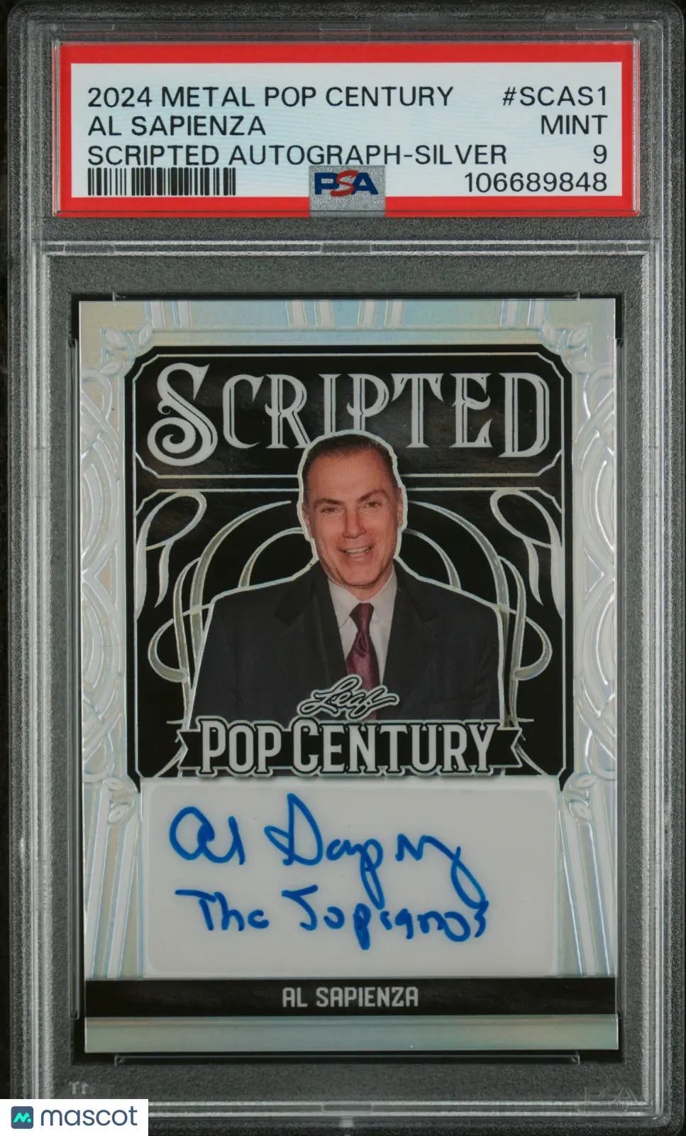 2024 Leaf Metal Pop Century Scripted Autographs Al Sapienza Silver PSA 9/15 - Rare Collectible Trading Card for Sports Memorabilia & Pop Culture Fans - Perfect for Display, Investment, and Gift Giving