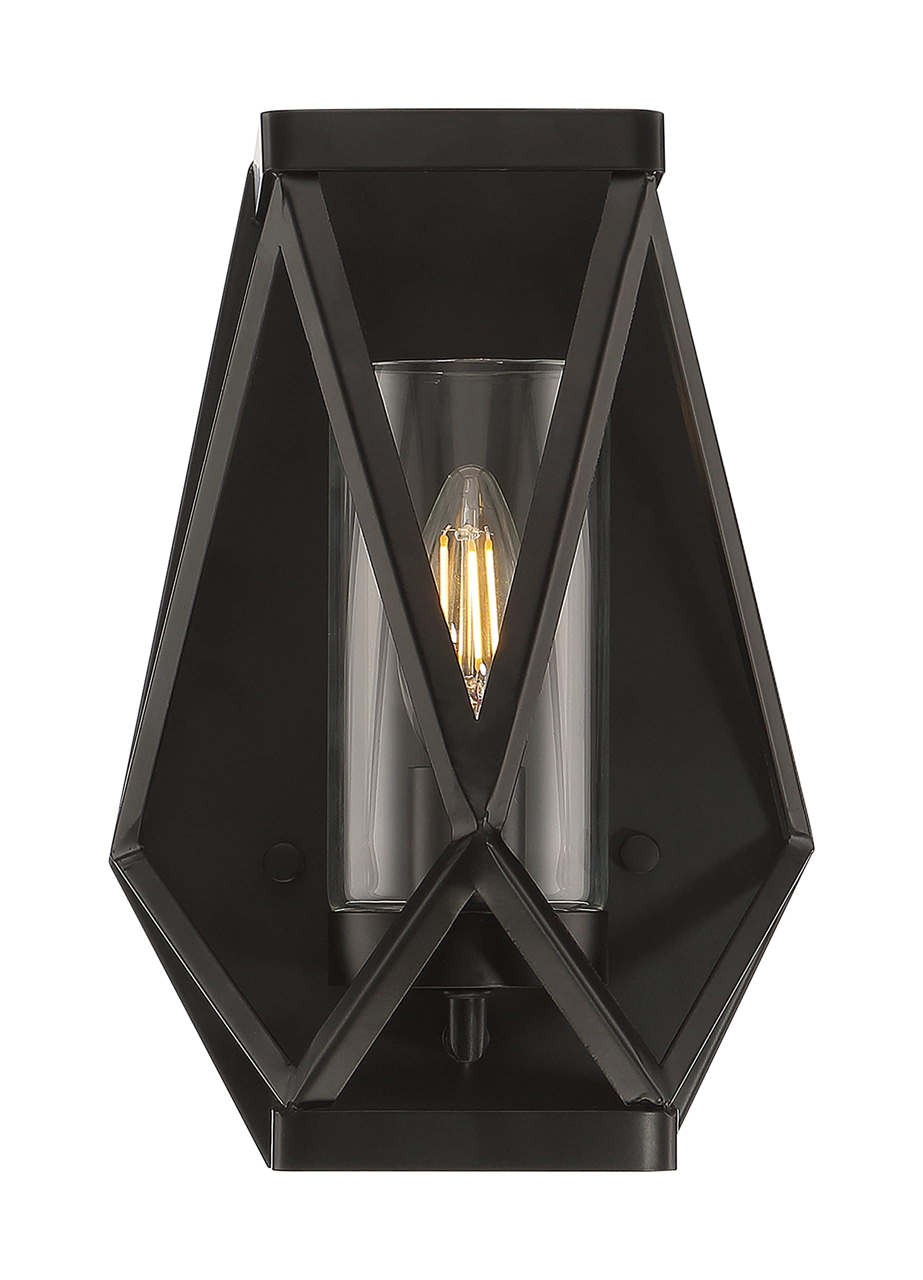 Nuvo 60/7301 Zemi Single Light Wall Sconce - Black Finish with Clear Glass Shade for Bedroom, Hallway & Entryway Lighting