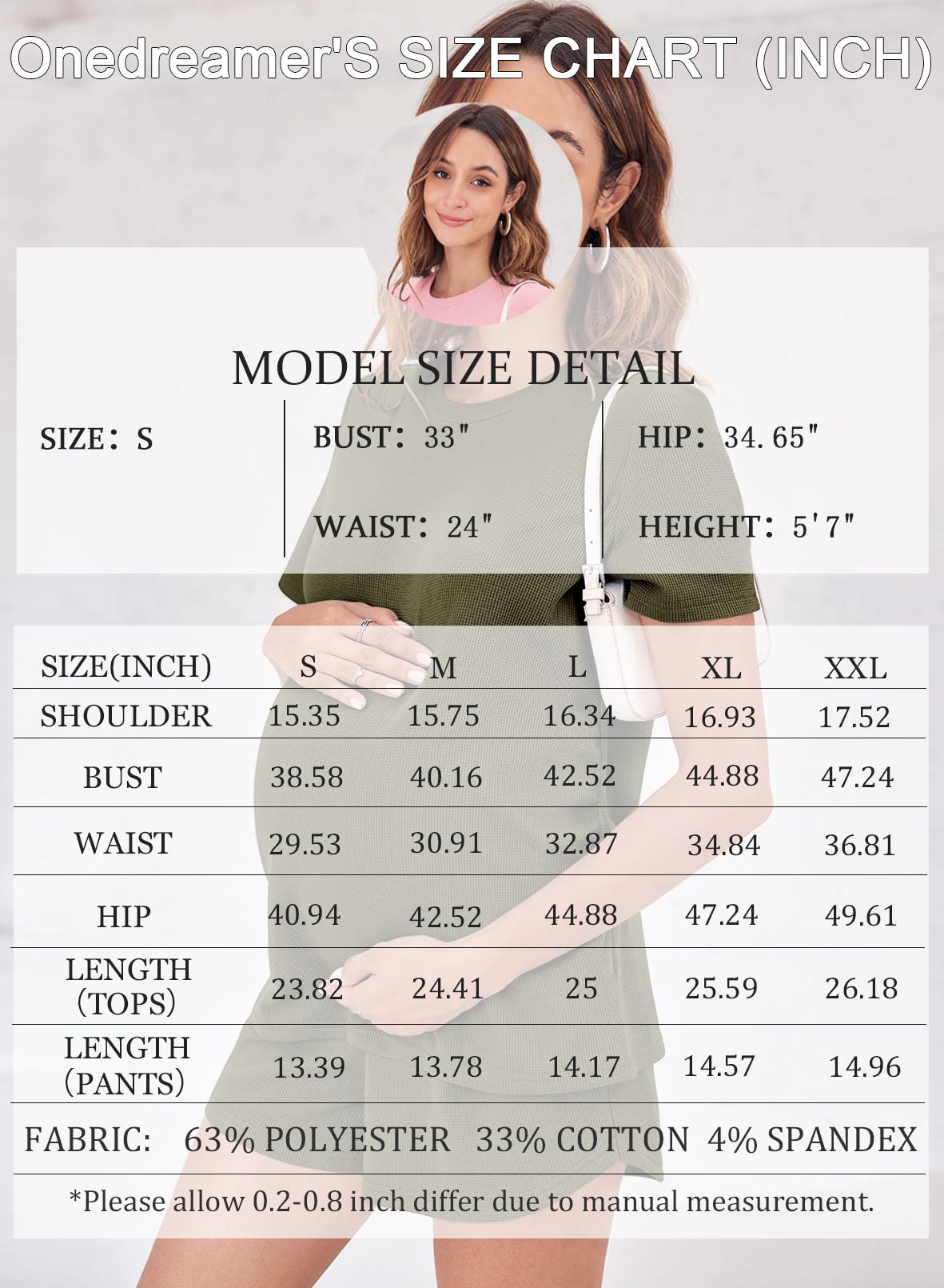 Onedreamer Women's Maternity Pajama Set - 2 Piece Pregnancy Lounge Outfit with Short Sleeve Top & Shorts | Comfortable Mama Clothes for Sleeping, Nursing & Relaxing at Home