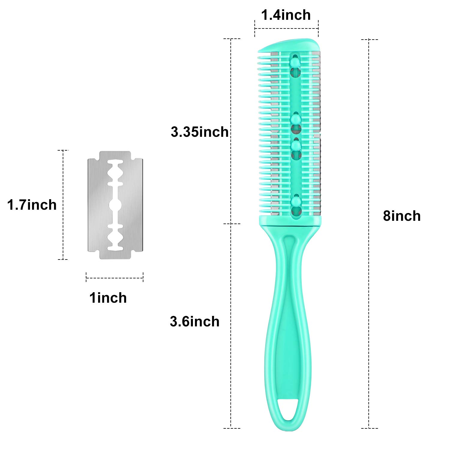 Professional 3-Piece Hair Cutting Comb Set with 10 Double Edge Razors & Thinning Comb - Green, Purple, Pink for Precision Haircuts | Salon & Home Barber Use for Men & Women