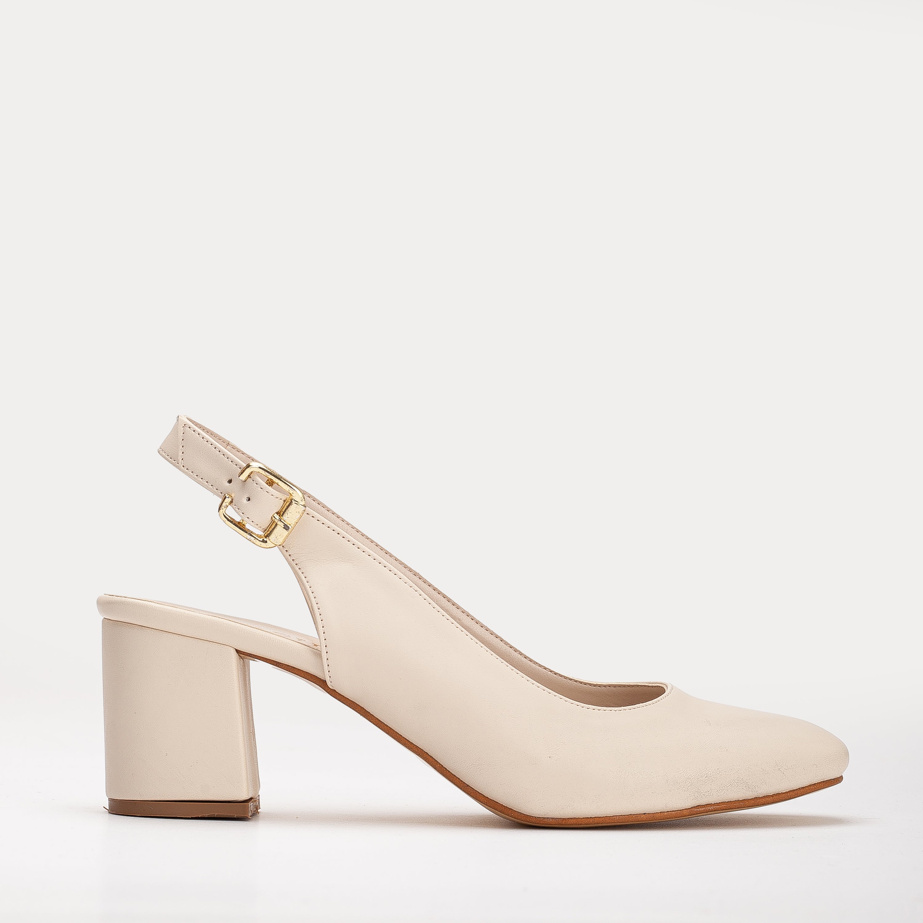 Emma Beige Slingback Shoes for Women - Comfortable Low Heel Sandals with Non-Slip Sole | Perfect for Summer, Weddings & Office Wear