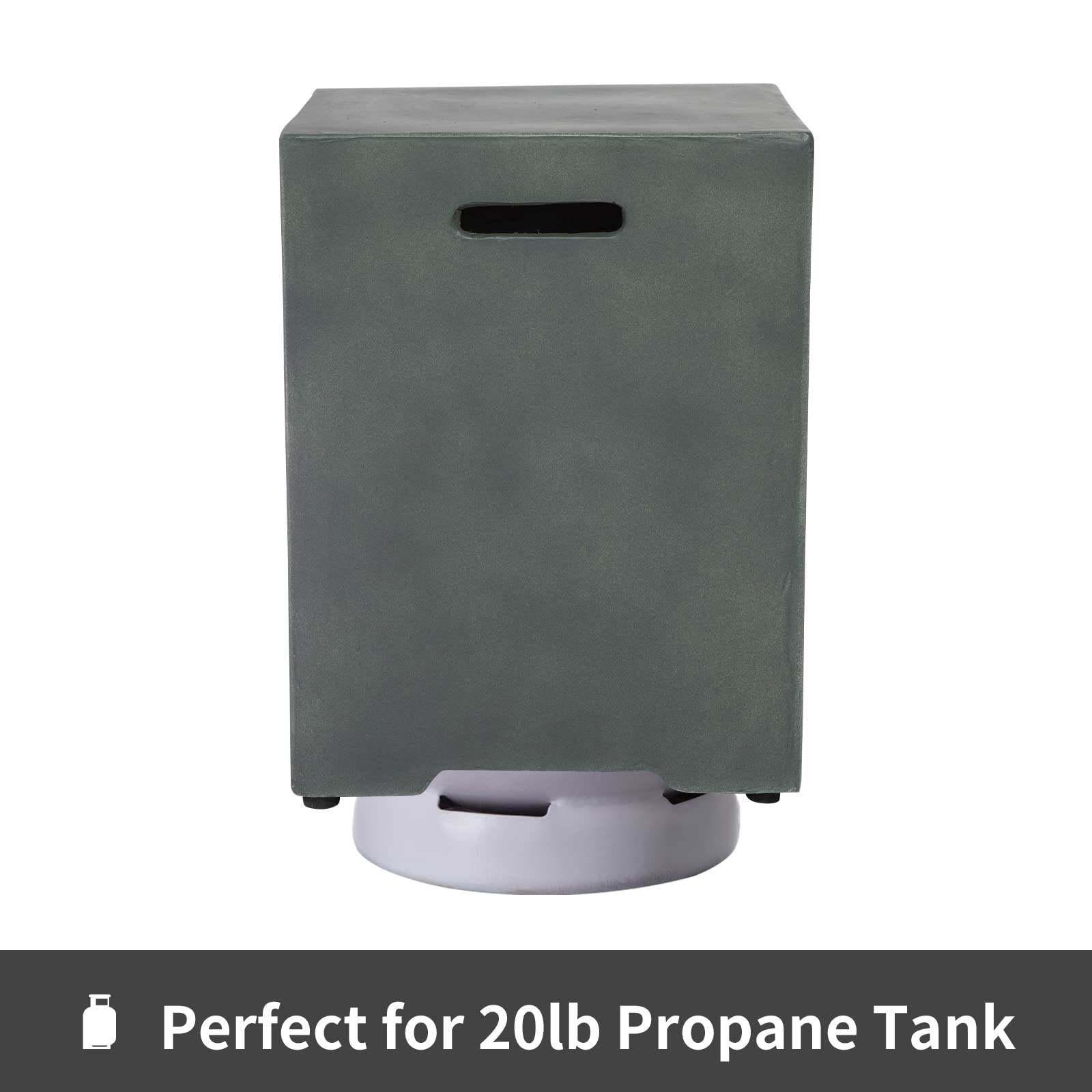 HOMPUS 16-inch Propane Tank Cover Table for Fire Pit - 20lb Gas Tank Hideaway Storage Box, Outdoor Side Table for Patio, Concrete Grill Tank Table in Copper Rust Green | Perfect for Backyard, Deck, and Camping