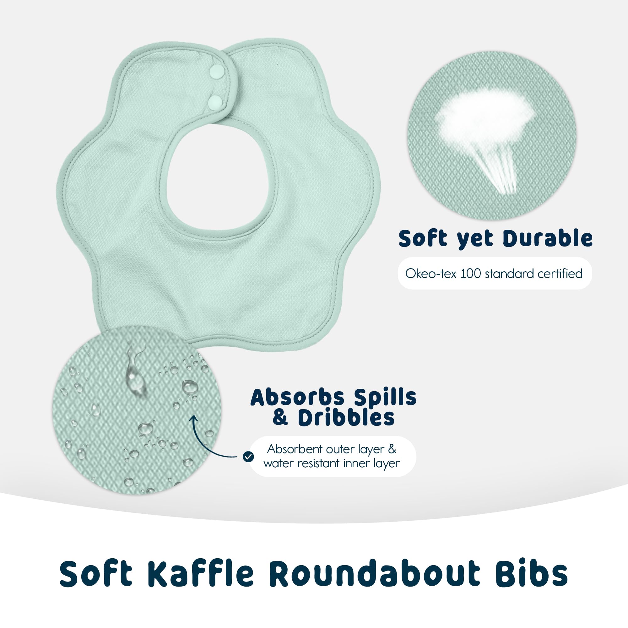 360° Rotating Waterproof & Absorbent Baby Drool Bibs - 3 Pack Soft Teething Bibs for Infants & Toddlers | Ideal for Feeding, Teething & Messy Playtime